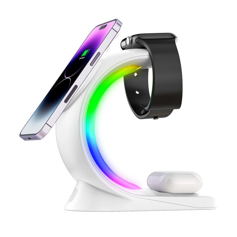 4 In 1 Magnetic Wireless Charger Fast Charging For Smart Phone Atmosphere Light Charging Station For Airpods Pro I - phone Watch - Xpressa