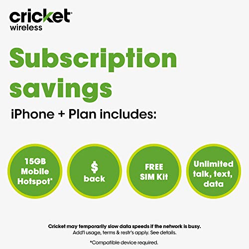 Apple iPhone 11 [64GB, Black] + Carrier Subscription [Cricket Wireless]
