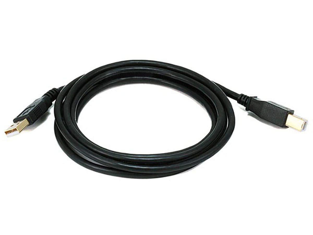 Monoprice USB-A Male to USB-B Male 2.0 Cable - 28/24AWG, Shielded, Gold Plated, 3 Feet, Black