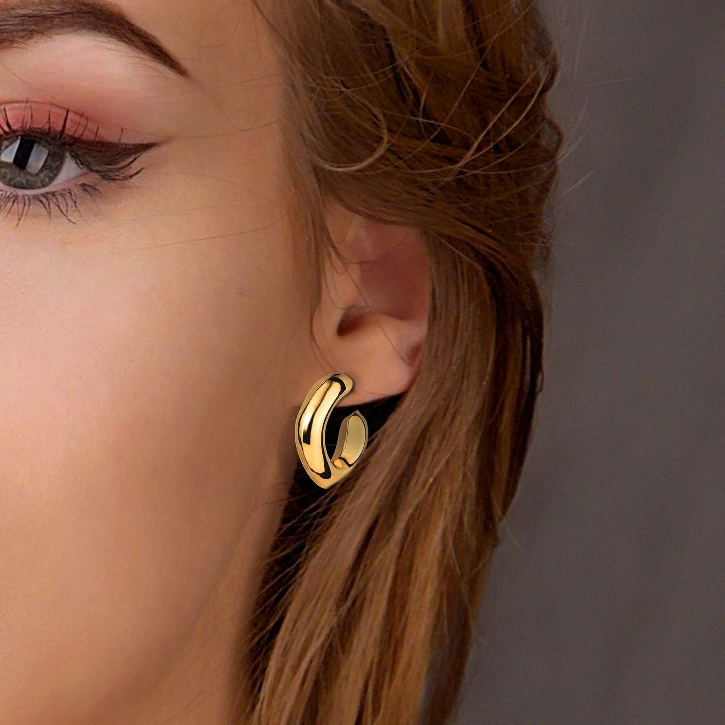 6 Pairs 14K Gold Hoop Earrings for Women Lightweight Chunky Hoop Earrings Multipack Hypoallergenic, Thick Open Twisted Huggie Hoops Earring Set Jewelry for Gifts. - Xpressa