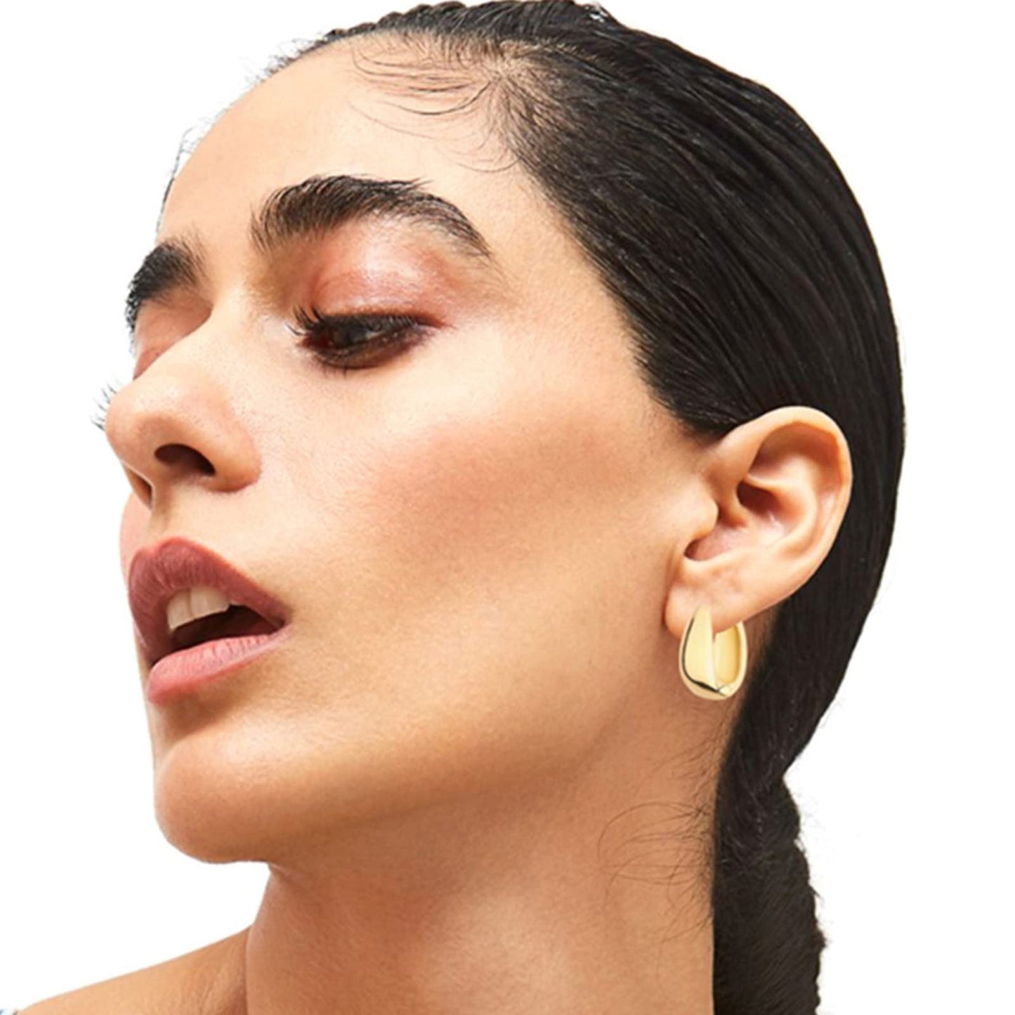 6 Pairs 14K Gold Hoop Earrings for Women Lightweight Chunky Hoop Earrings Multipack Hypoallergenic, Thick Open Twisted Huggie Hoops Earring Set Jewelry for Gifts. - Xpressa
