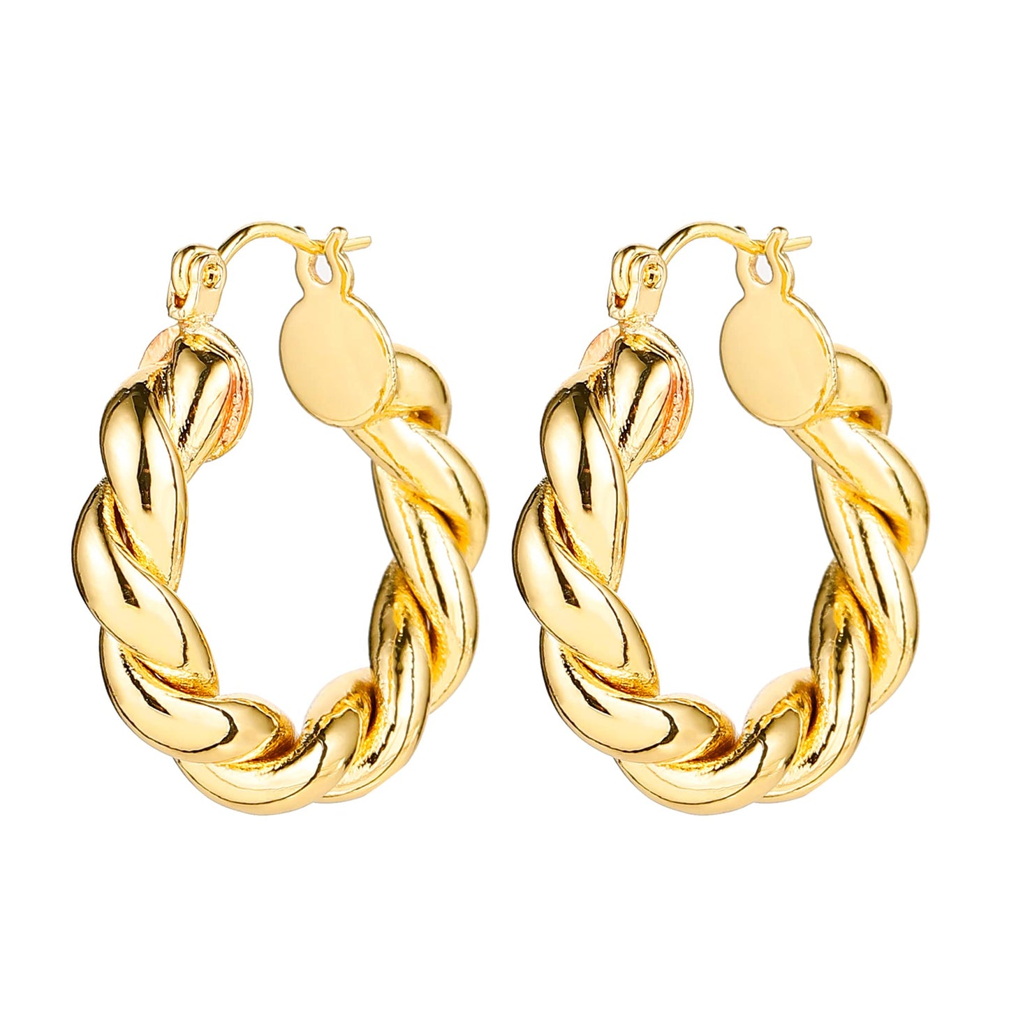 6 Pairs 14K Gold Hoop Earrings for Women Lightweight Chunky Hoop Earrings Multipack Hypoallergenic, Thick Open Twisted Huggie Hoops Earring Set Jewelry for Gifts. - Xpressa