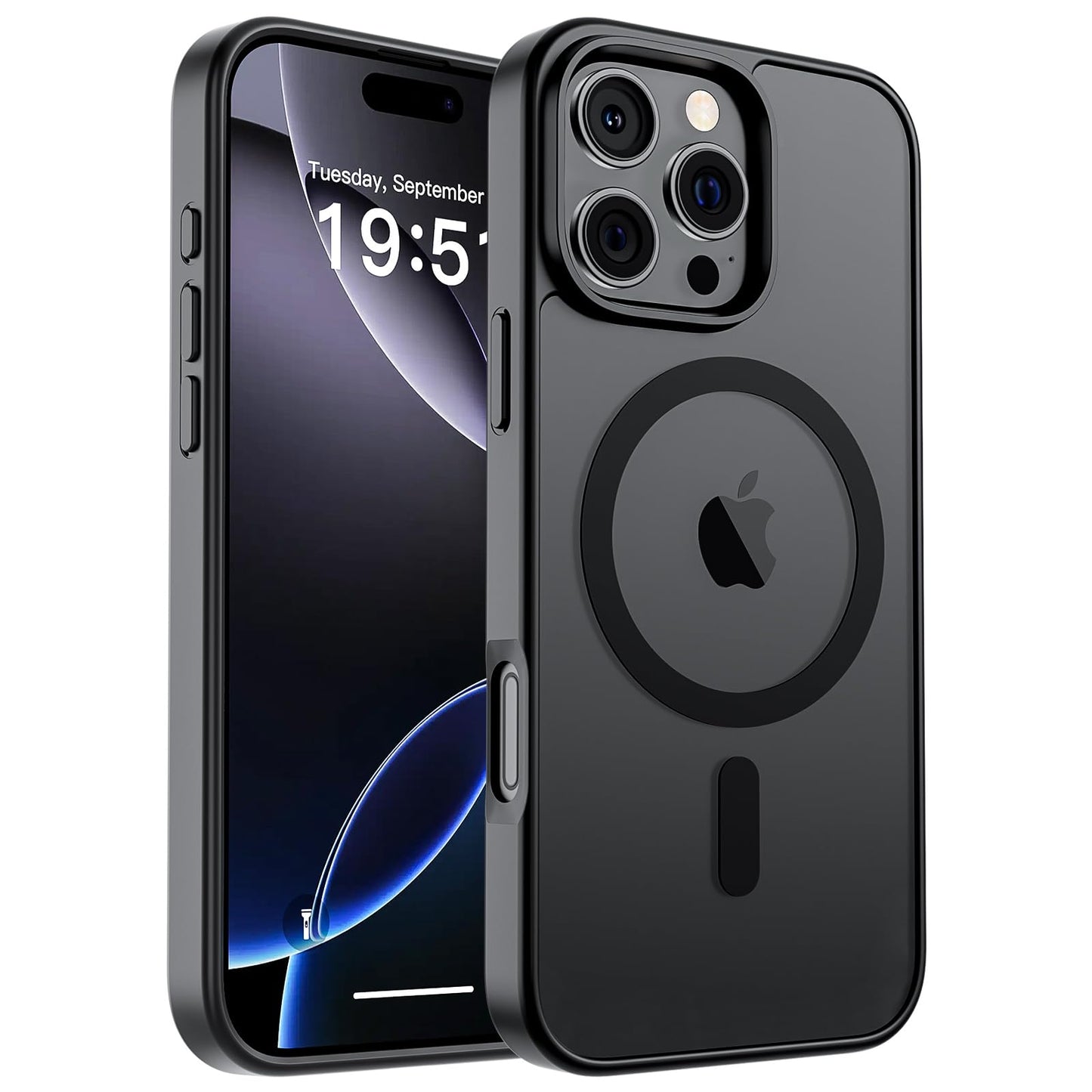 SUPFINE Magnetic for iPhone 16e Case 2025 (Compatible with MagSafe)(Military Grade Drop Protection) Slim Translucent Matte Shockproof with Anti-Fingerprint Phone Case,Black