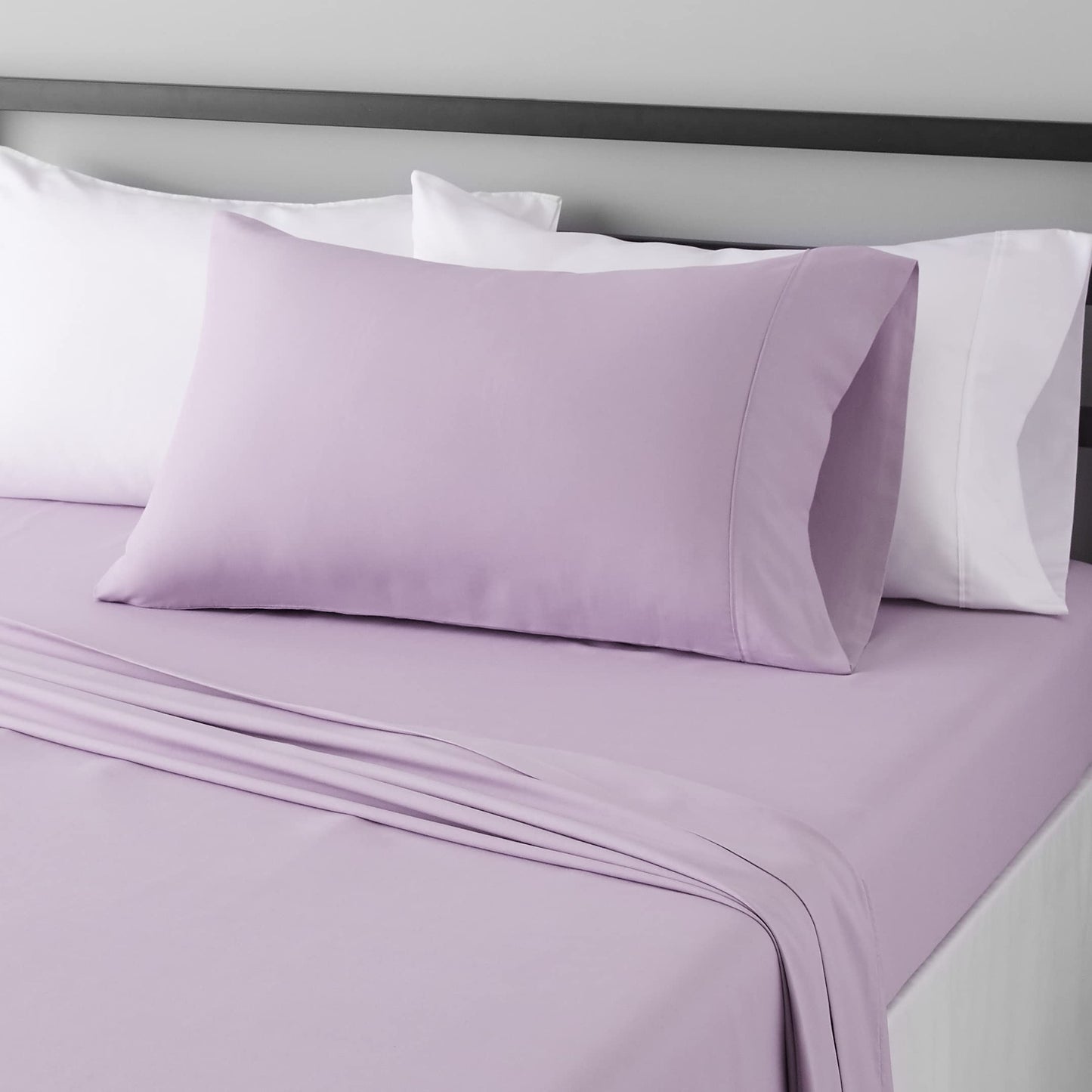 Amazon Basics Lightweight Super Soft, Breathable Easy Care Microfiber 3 Piece Bed Sheet Set with 14-Inch Deep Pockets, Twin, Dark Gray, Solid