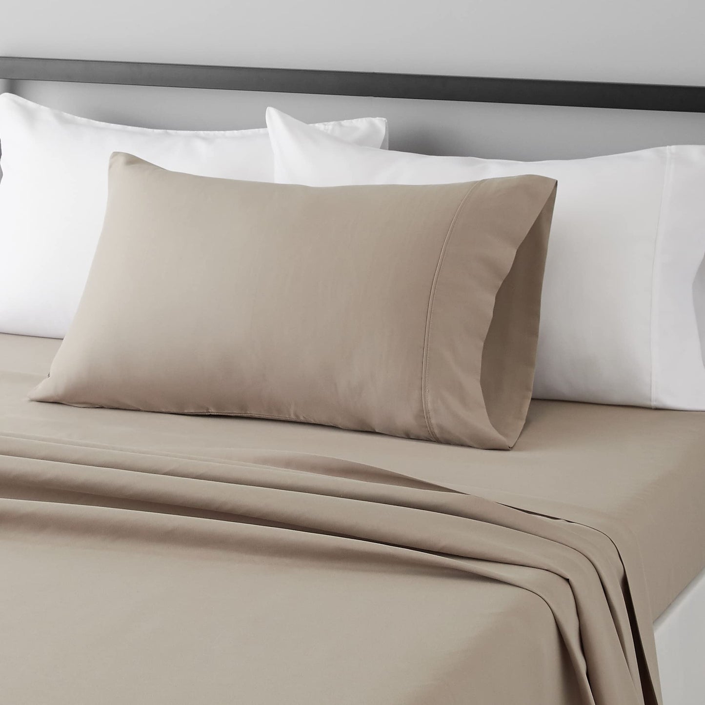 Amazon Basics Lightweight Super Soft, Breathable Easy Care Microfiber 3 Piece Bed Sheet Set with 14-Inch Deep Pockets, Twin, Dark Gray, Solid