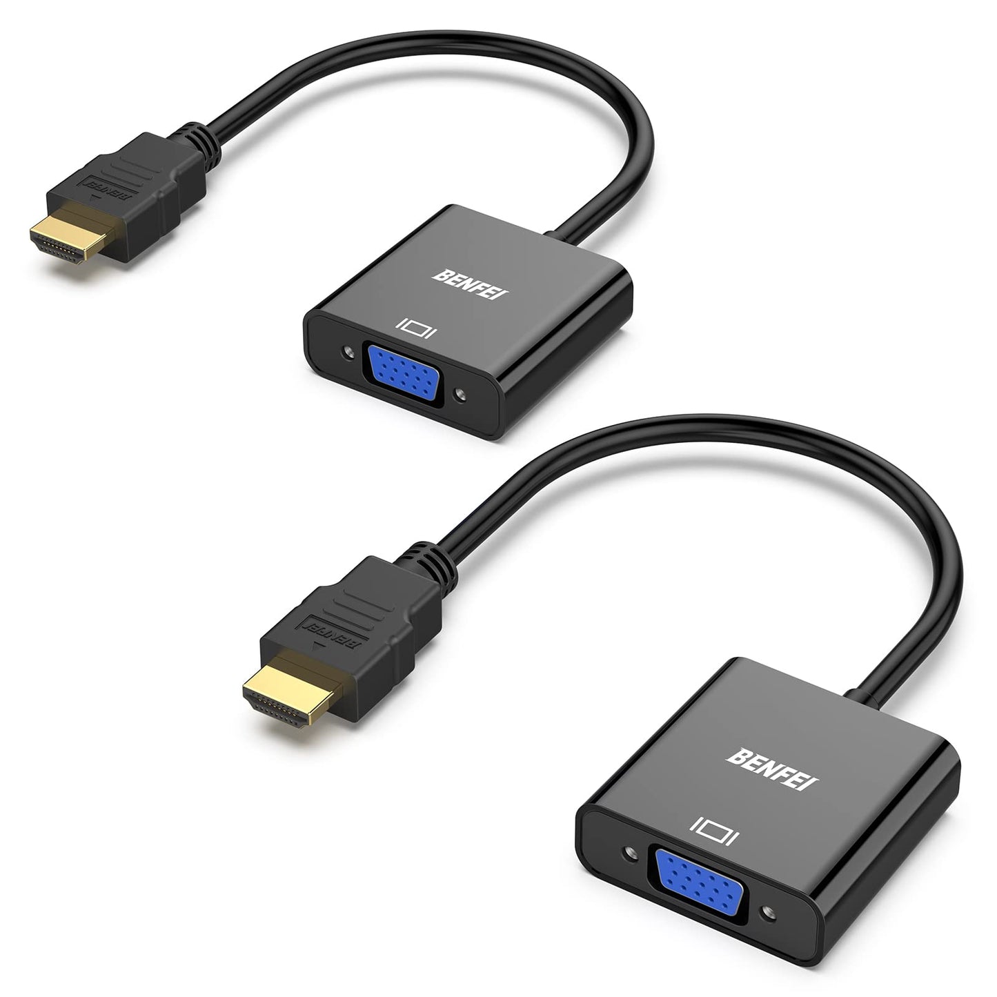 BENFEI HDMI to VGA, Gold-Plated Adapter (Male to Female) for Computer, Desktop, Laptop, PC, Monitor, Projector, HDTV, Chromebook, Raspberry Pi, Roku, Xbox and More - Black