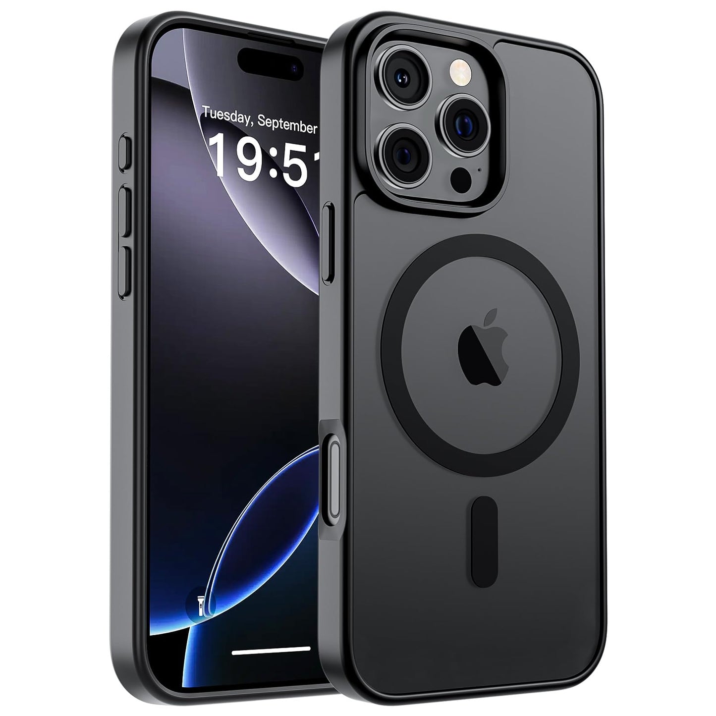 SUPFINE Magnetic for iPhone 16e Case 2025 (Compatible with MagSafe)(Military Grade Drop Protection) Slim Translucent Matte Shockproof with Anti-Fingerprint Phone Case,Black