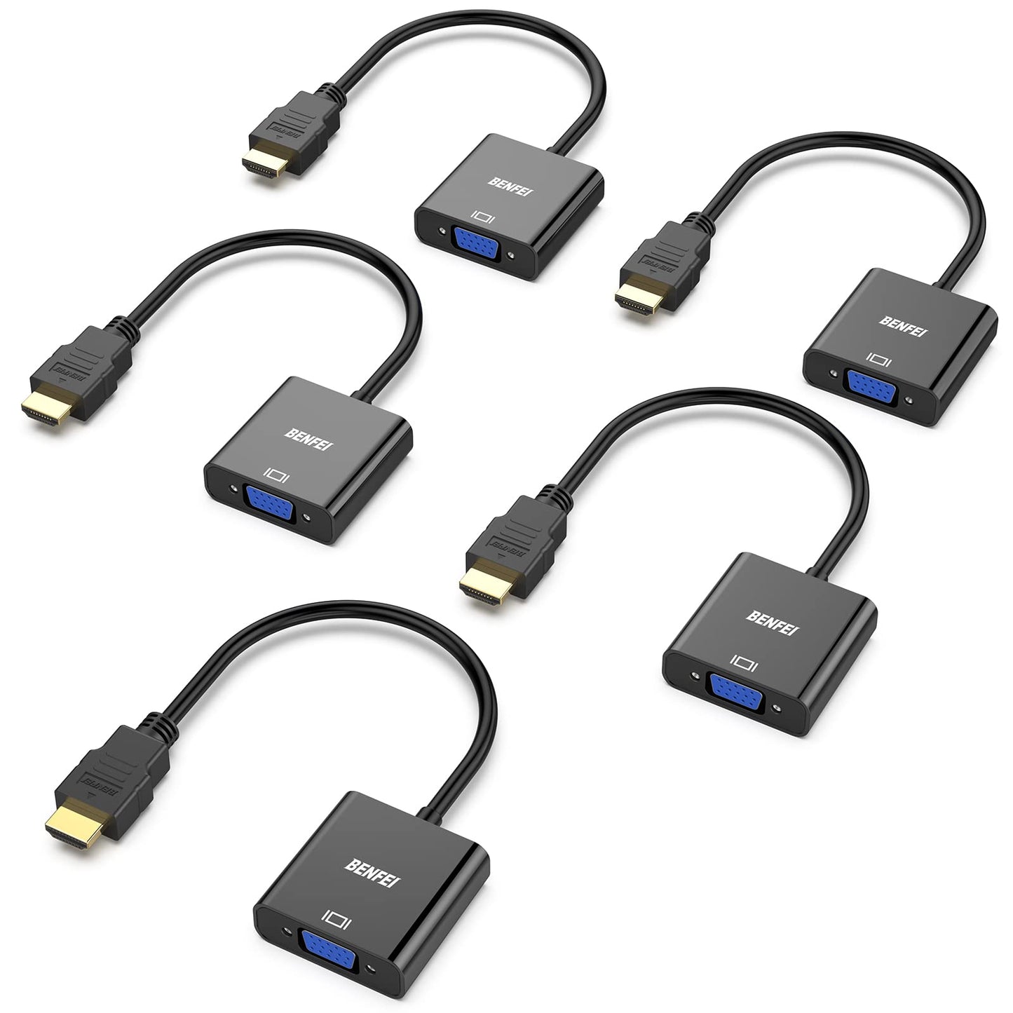 BENFEI HDMI to VGA, Gold-Plated Adapter (Male to Female) for Computer, Desktop, Laptop, PC, Monitor, Projector, HDTV, Chromebook, Raspberry Pi, Roku, Xbox and More - Black