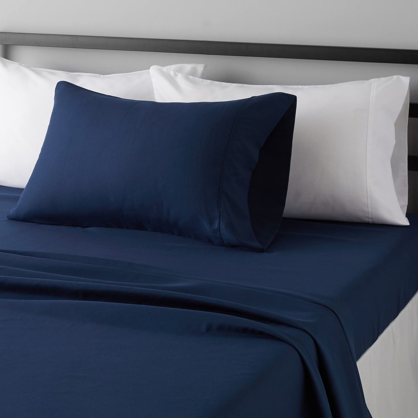 Amazon Basics Lightweight Super Soft, Breathable Easy Care Microfiber 3 Piece Bed Sheet Set with 14-Inch Deep Pockets, Twin, Dark Gray, Solid