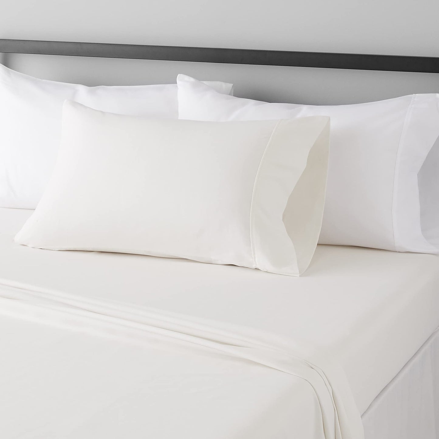 Amazon Basics Lightweight Super Soft, Breathable Easy Care Microfiber 3 Piece Bed Sheet Set with 14-Inch Deep Pockets, Twin, Dark Gray, Solid