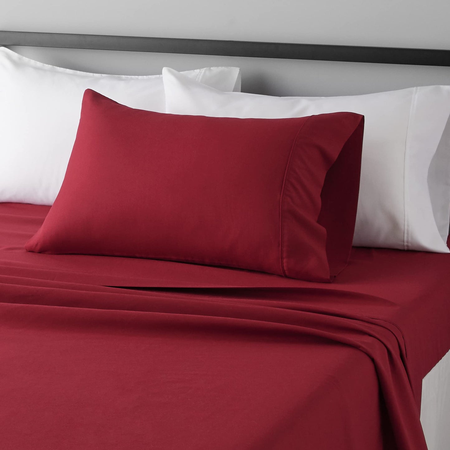 Amazon Basics Lightweight Super Soft, Breathable Easy Care Microfiber 3 Piece Bed Sheet Set with 14-Inch Deep Pockets, Twin, Dark Gray, Solid