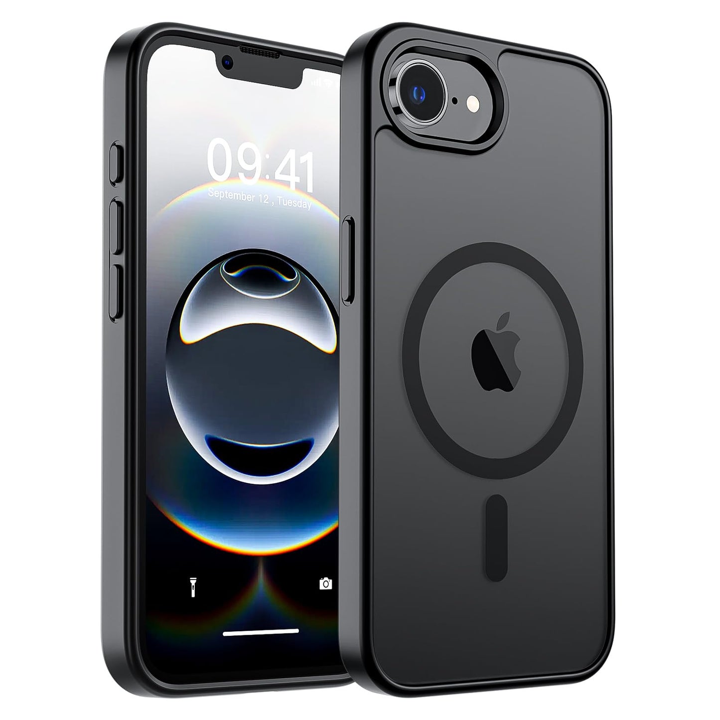 SUPFINE Magnetic for iPhone 16e Case 2025 (Compatible with MagSafe)(Military Grade Drop Protection) Slim Translucent Matte Shockproof with Anti-Fingerprint Phone Case,Black