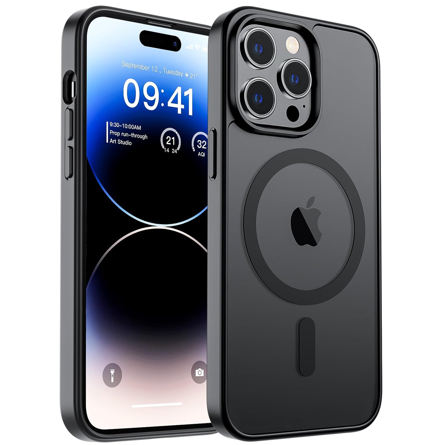 SUPFINE Magnetic for iPhone 16e Case 2025 (Compatible with MagSafe)(Military Grade Drop Protection) Slim Translucent Matte Shockproof with Anti-Fingerprint Phone Case,Black