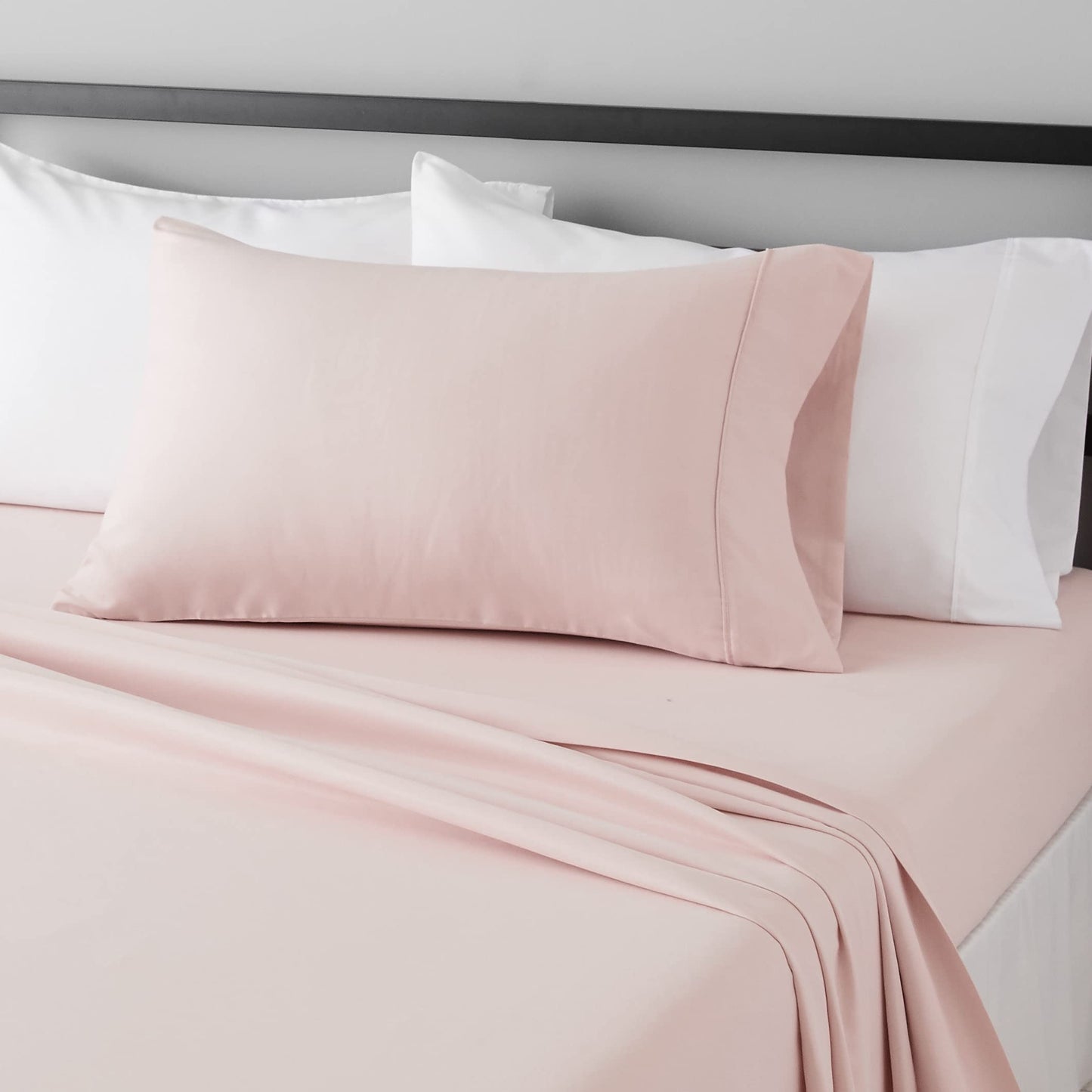 Amazon Basics Lightweight Super Soft, Breathable Easy Care Microfiber 3 Piece Bed Sheet Set with 14-Inch Deep Pockets, Twin, Dark Gray, Solid
