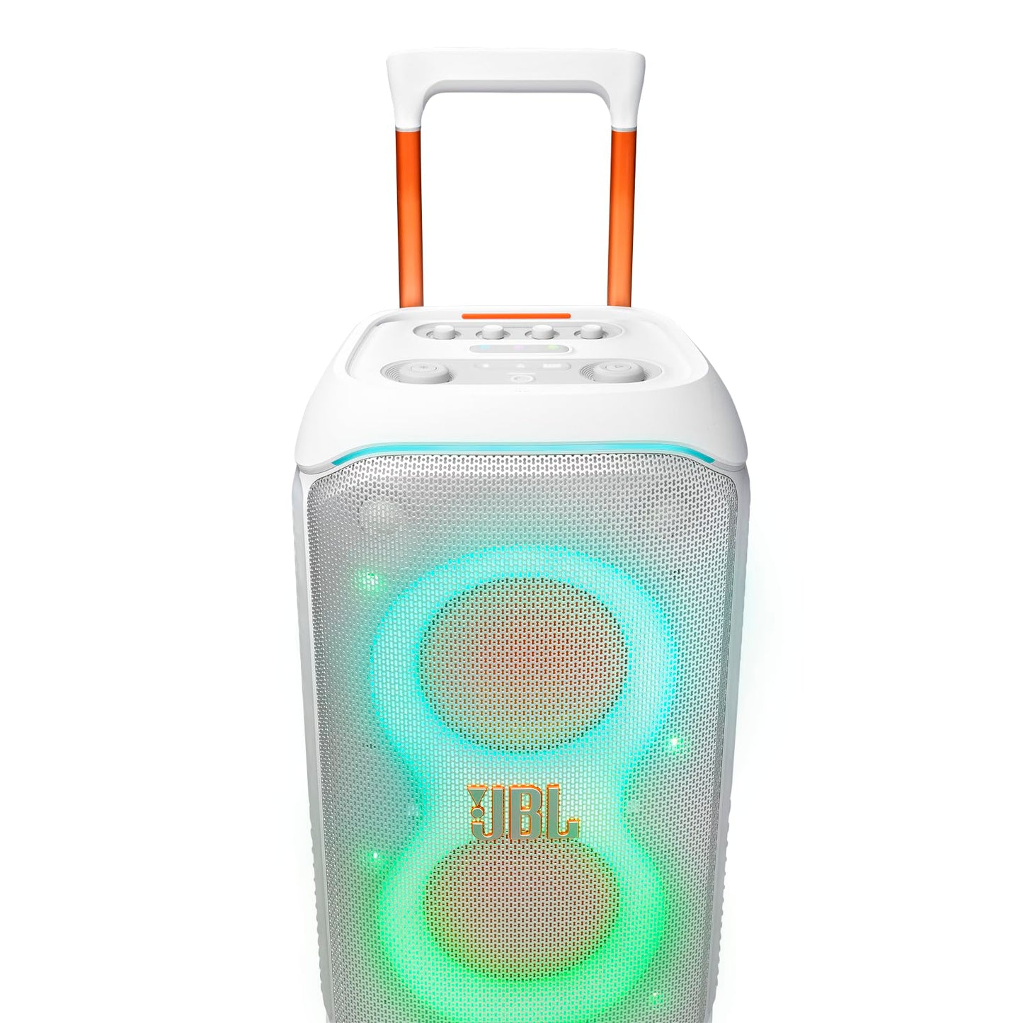 JBL PartyBox Stage 320 - Portable Party Speaker with Telescopic Handle & Wide, Sturdy Wheels, Powerful JBL Pro Sound, Futuristic lightshow, Up to 18 Hours of Play time, Splash Proof (Black)