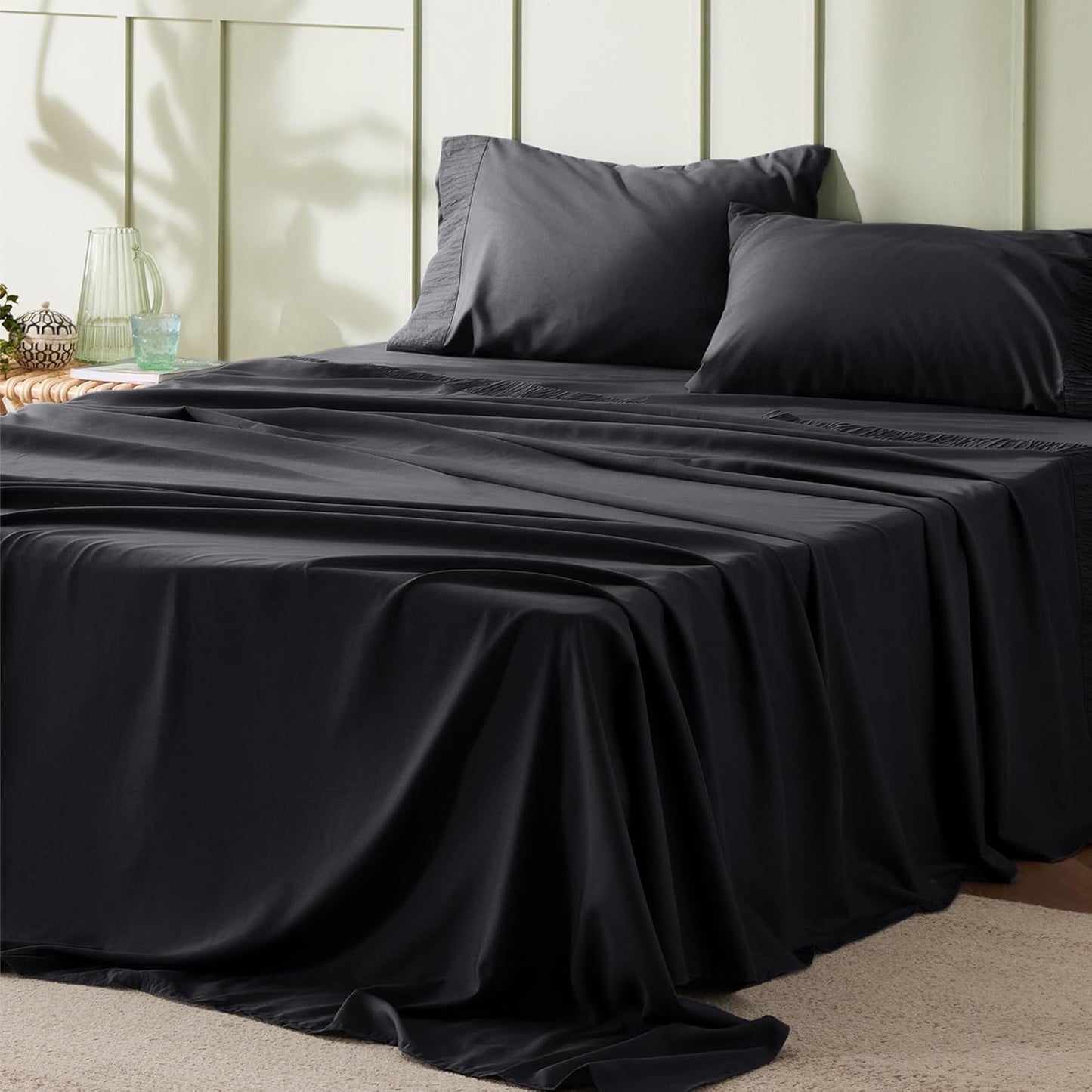 Bedsure Twin Sheets Set Grey - Soft Twin Bed Sheets, 3 Pieces Hotel Luxury Twin Sheets, Easy Care Polyester Microfiber Cooling Bed Sheet Set
