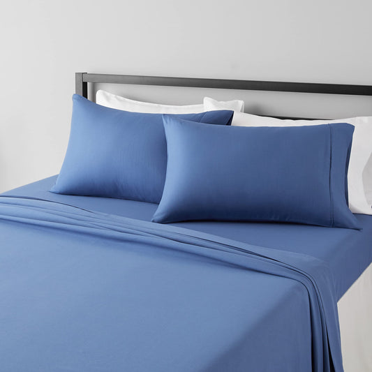 Amazon Basics Lightweight Super Soft, Breathable Easy Care Microfiber 3 Piece Bed Sheet Set with 14-Inch Deep Pockets, Twin, Dark Gray, Solid