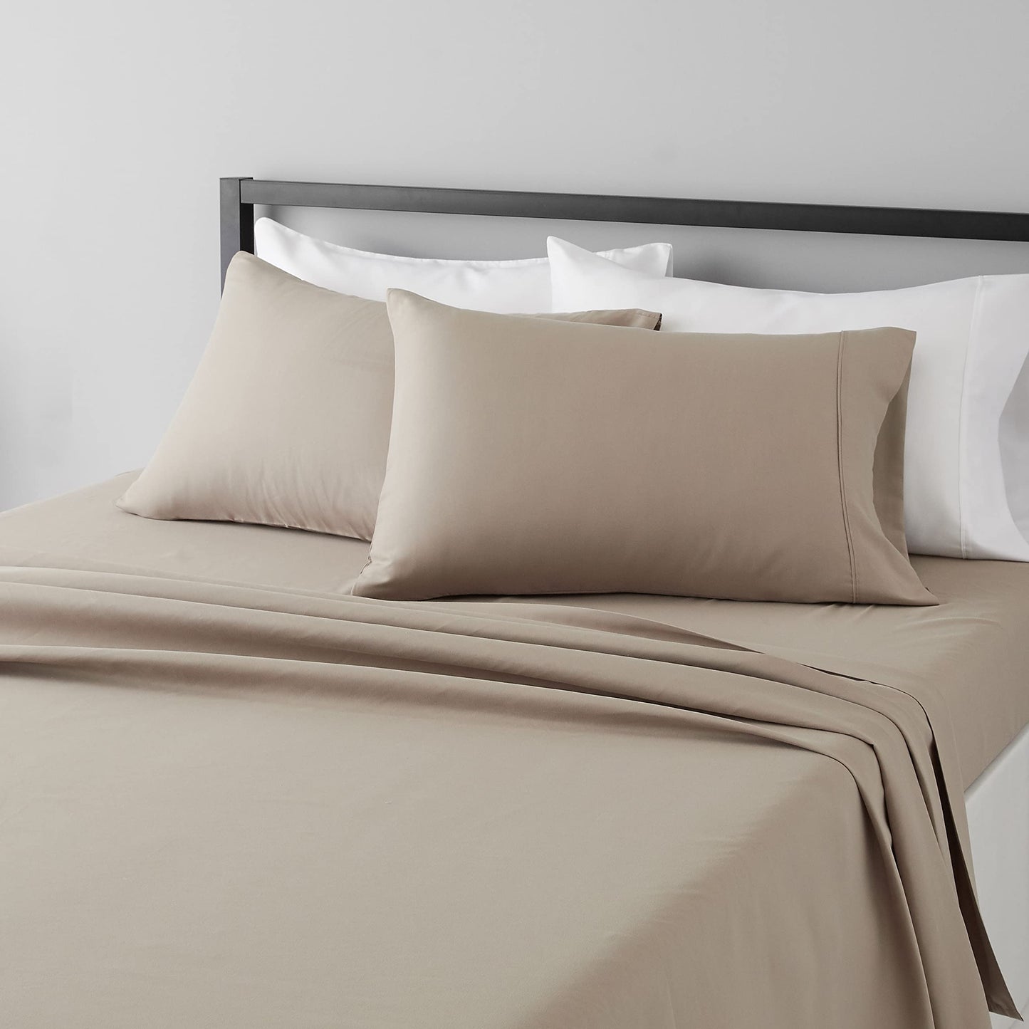 Amazon Basics Lightweight Super Soft, Breathable Easy Care Microfiber 3 Piece Bed Sheet Set with 14-Inch Deep Pockets, Twin, Dark Gray, Solid