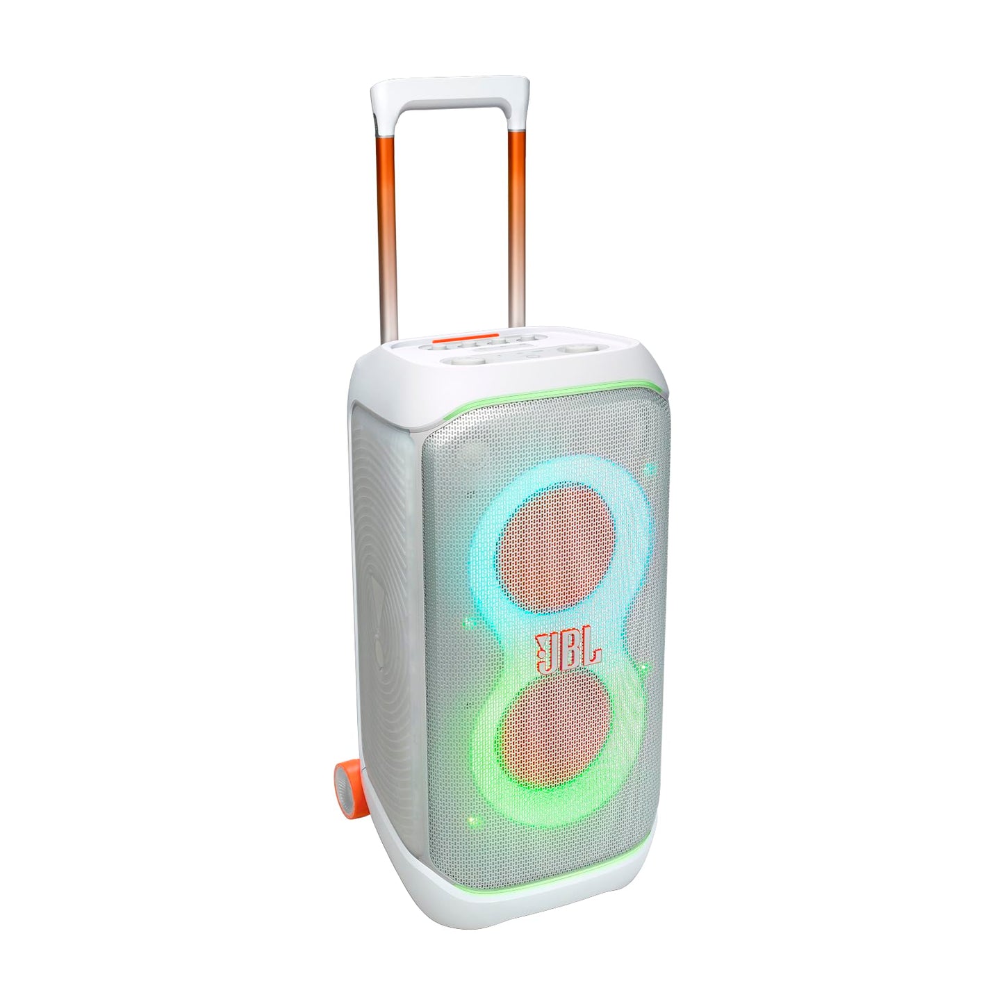 JBL PartyBox Stage 320 - Portable Party Speaker with Telescopic Handle & Wide, Sturdy Wheels, Powerful JBL Pro Sound, Futuristic lightshow, Up to 18 Hours of Play time, Splash Proof (Black)