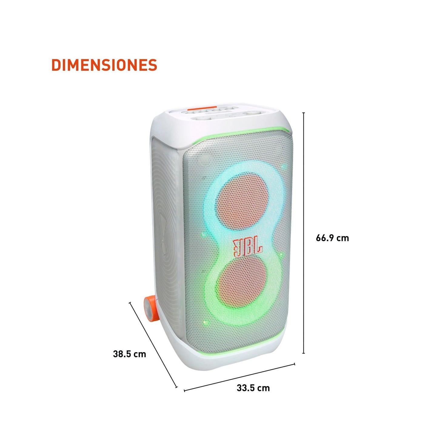 JBL PartyBox Stage 320 - Portable Party Speaker with Telescopic Handle & Wide, Sturdy Wheels, Powerful JBL Pro Sound, Futuristic lightshow, Up to 18 Hours of Play time, Splash Proof (Black)