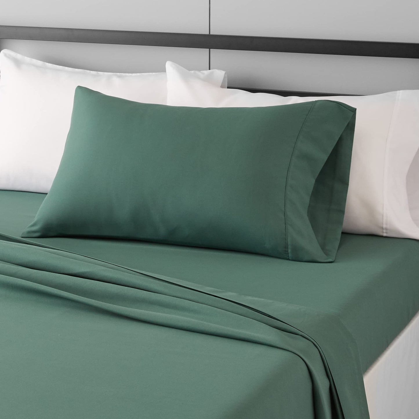 Amazon Basics Lightweight Super Soft, Breathable Easy Care Microfiber 3 Piece Bed Sheet Set with 14-Inch Deep Pockets, Twin, Dark Gray, Solid