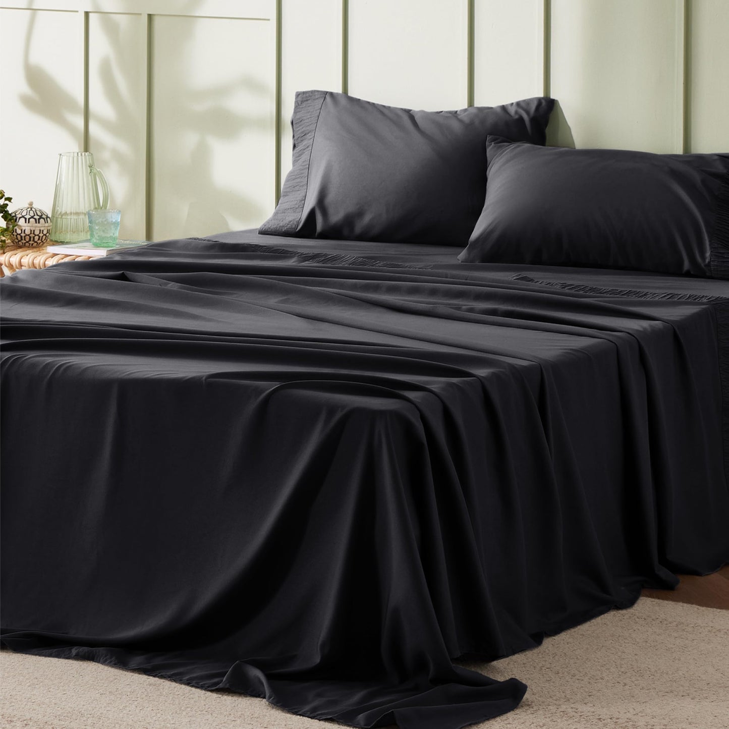 Bedsure Twin Sheets Set Grey - Soft Twin Bed Sheets, 3 Pieces Hotel Luxury Twin Sheets, Easy Care Polyester Microfiber Cooling Bed Sheet Set