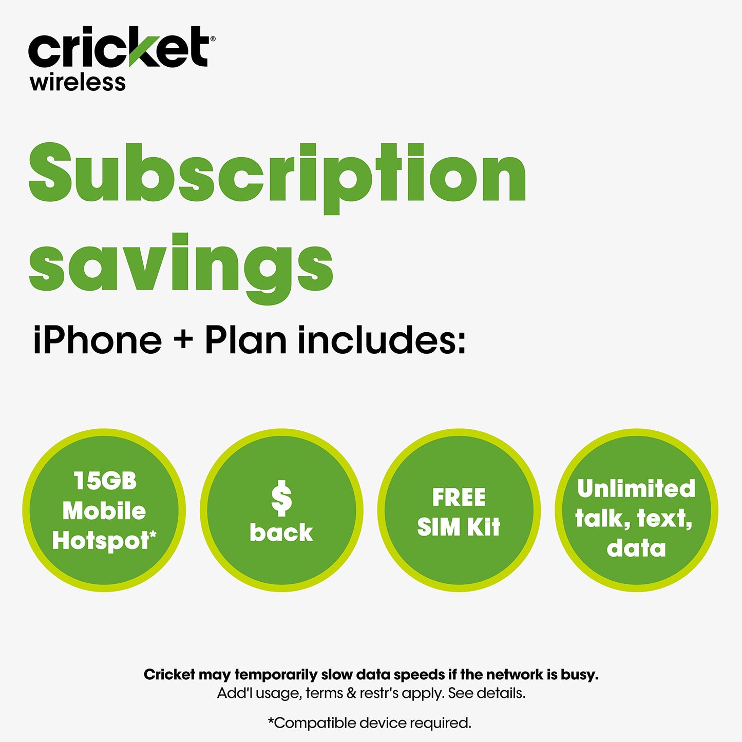 Apple iPhone 11 [64GB, Black] + Carrier Subscription [Cricket Wireless]