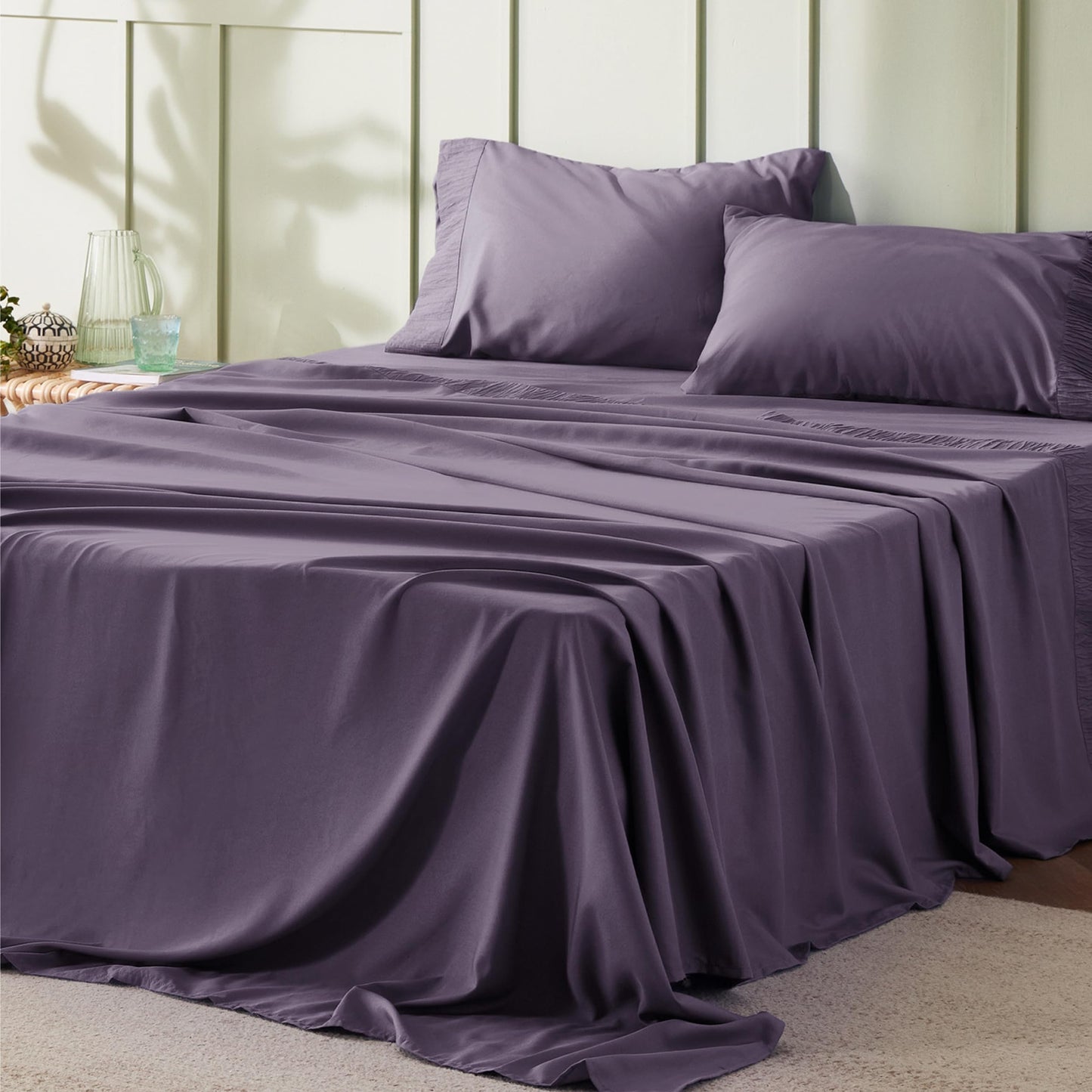 Bedsure Twin Sheets Set Grey - Soft Twin Bed Sheets, 3 Pieces Hotel Luxury Twin Sheets, Easy Care Polyester Microfiber Cooling Bed Sheet Set