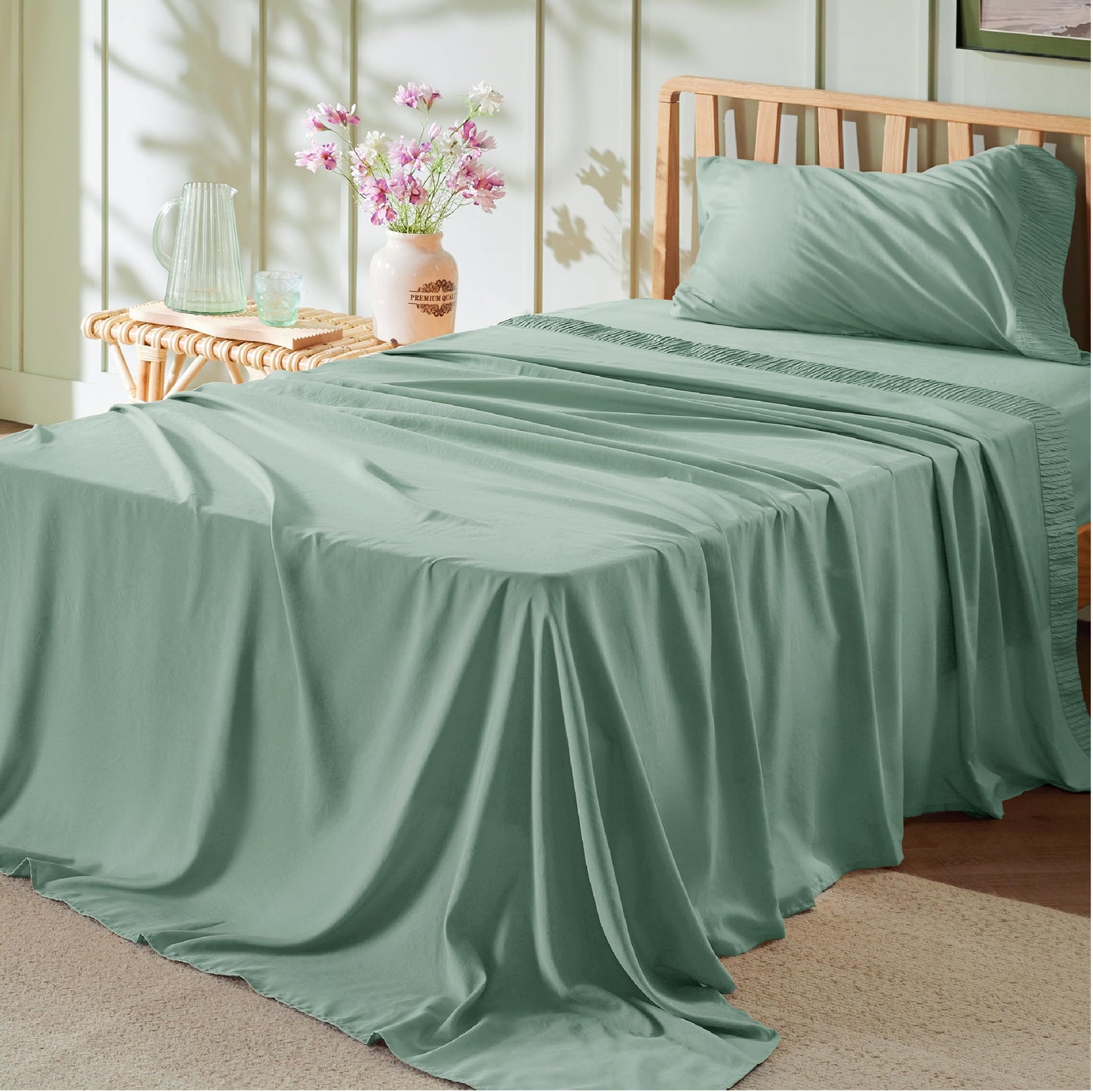 Bedsure Twin Sheets Set Grey - Soft Twin Bed Sheets, 3 Pieces Hotel Luxury Twin Sheets, Easy Care Polyester Microfiber Cooling Bed Sheet Set
