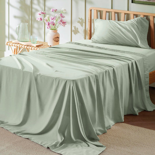 Bedsure Twin Sheets Set Grey - Soft Twin Bed Sheets, 3 Pieces Hotel Luxury Twin Sheets, Easy Care Polyester Microfiber Cooling Bed Sheet Set