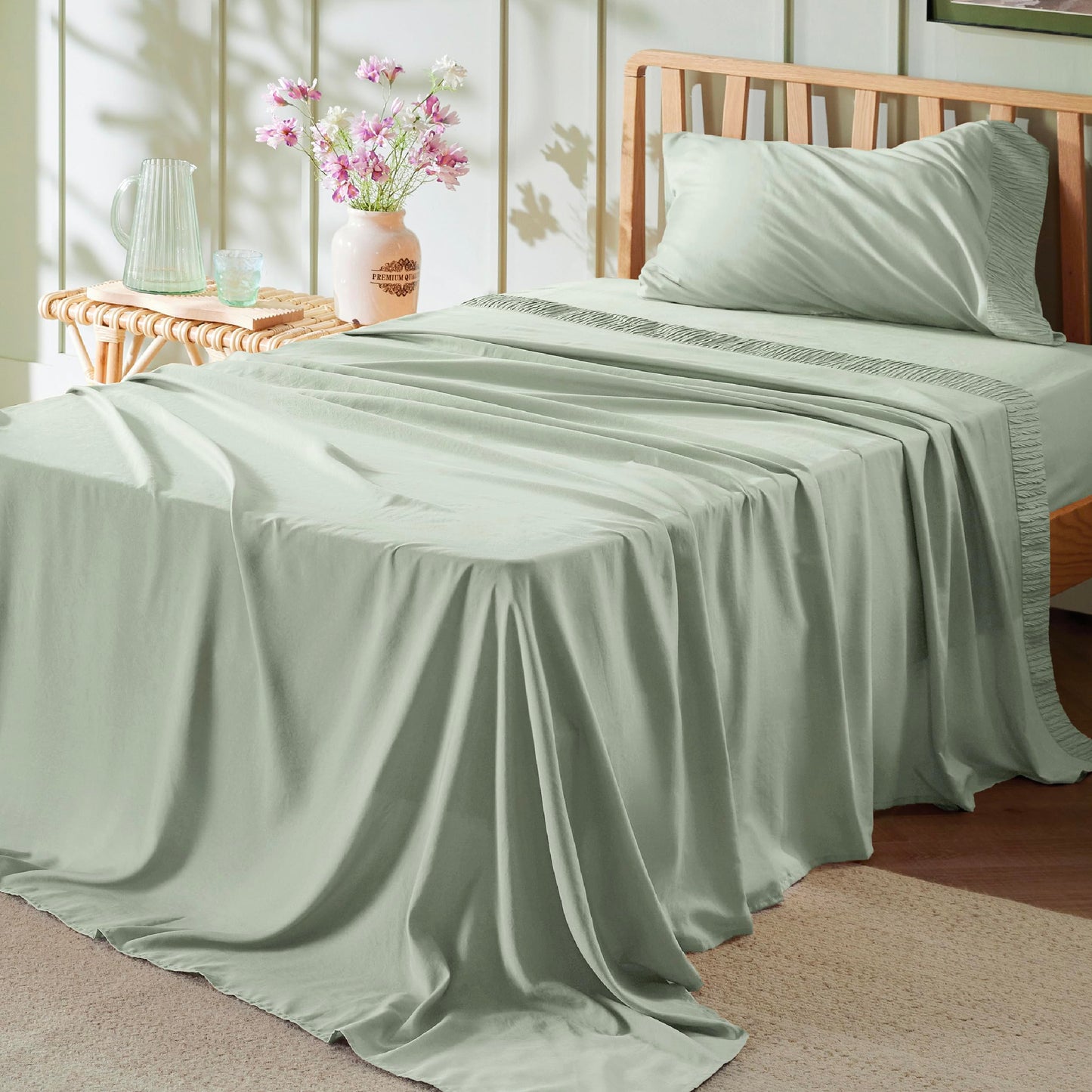 Bedsure Twin Sheets Set Grey - Soft Twin Bed Sheets, 3 Pieces Hotel Luxury Twin Sheets, Easy Care Polyester Microfiber Cooling Bed Sheet Set