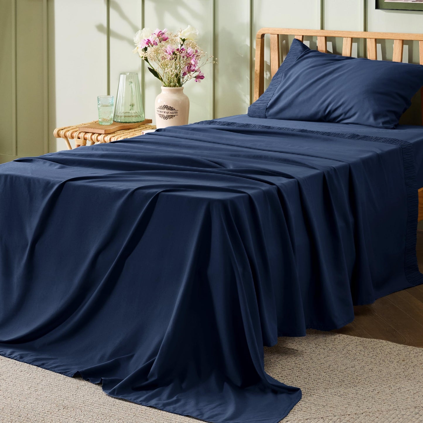 Bedsure Twin Sheets Set Grey - Soft Twin Bed Sheets, 3 Pieces Hotel Luxury Twin Sheets, Easy Care Polyester Microfiber Cooling Bed Sheet Set
