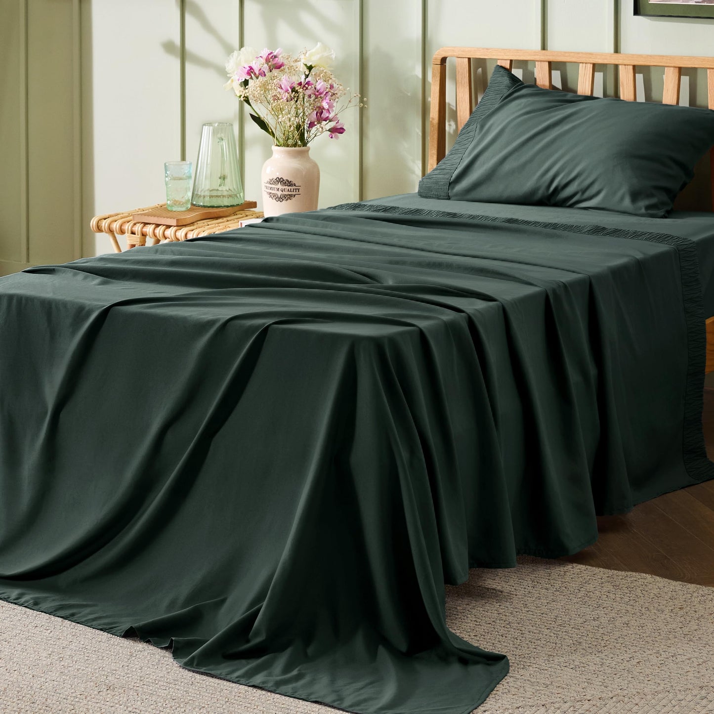 Bedsure Twin Sheets Set Grey - Soft Twin Bed Sheets, 3 Pieces Hotel Luxury Twin Sheets, Easy Care Polyester Microfiber Cooling Bed Sheet Set