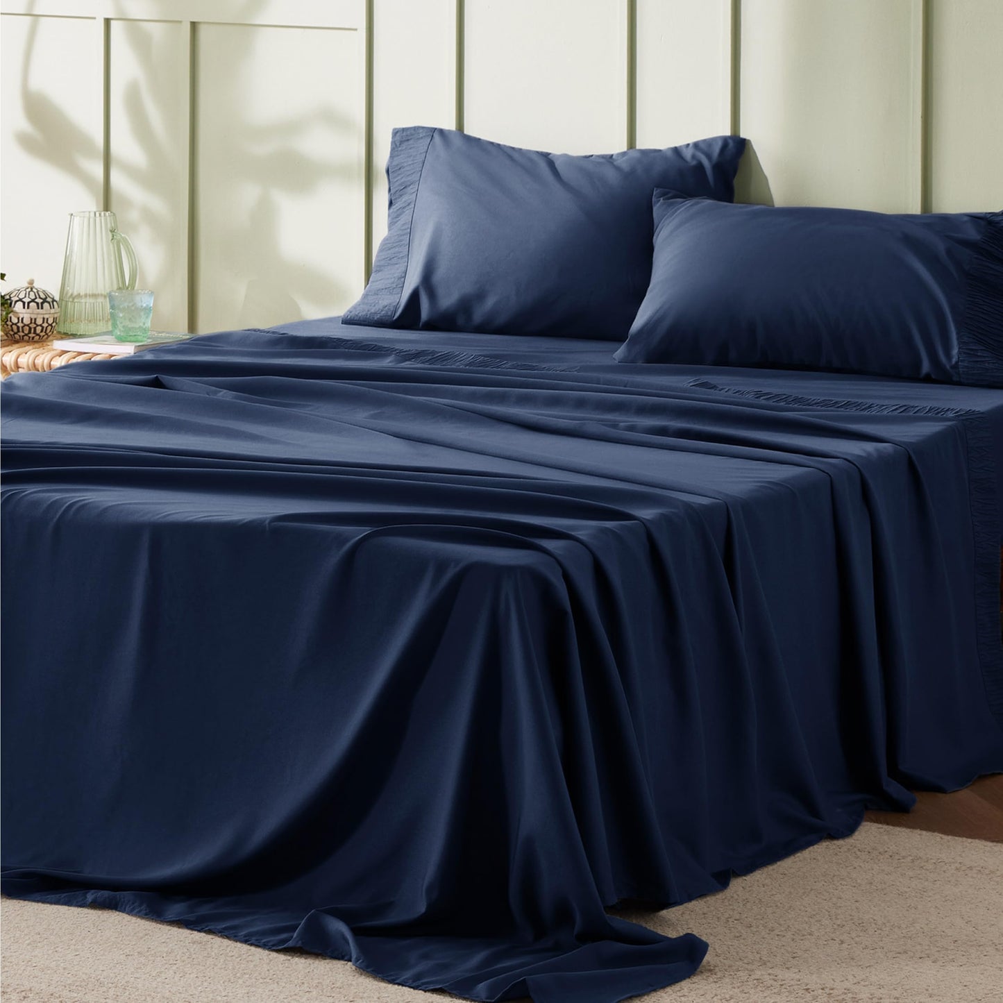 Bedsure Twin Sheets Set Grey - Soft Twin Bed Sheets, 3 Pieces Hotel Luxury Twin Sheets, Easy Care Polyester Microfiber Cooling Bed Sheet Set