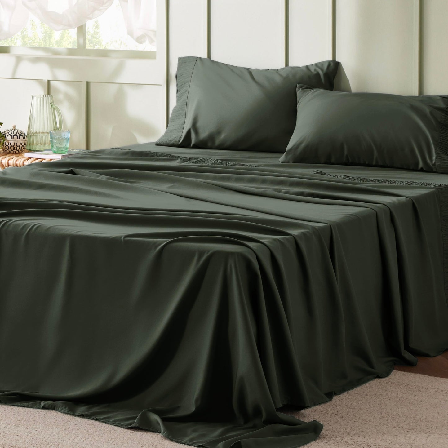 Bedsure Twin Sheets Set Grey - Soft Twin Bed Sheets, 3 Pieces Hotel Luxury Twin Sheets, Easy Care Polyester Microfiber Cooling Bed Sheet Set