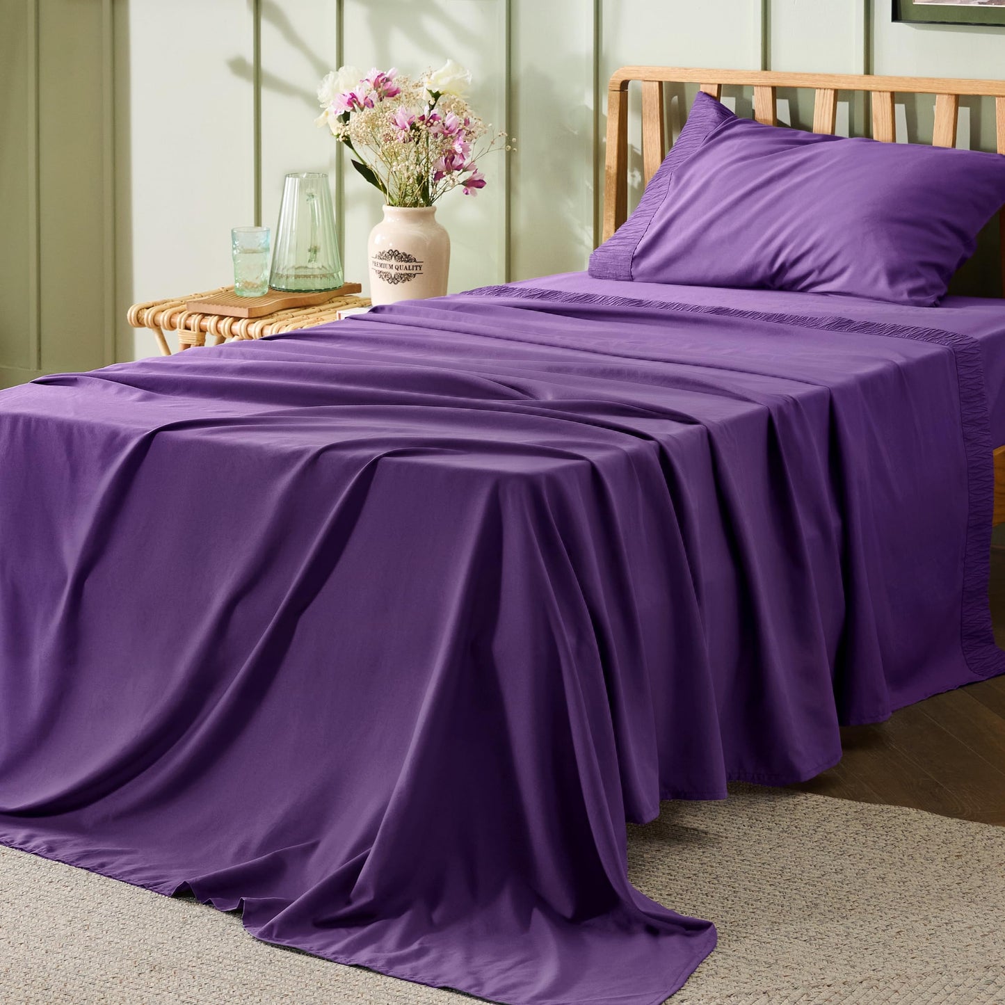 Bedsure Twin Sheets Set Grey - Soft Twin Bed Sheets, 3 Pieces Hotel Luxury Twin Sheets, Easy Care Polyester Microfiber Cooling Bed Sheet Set