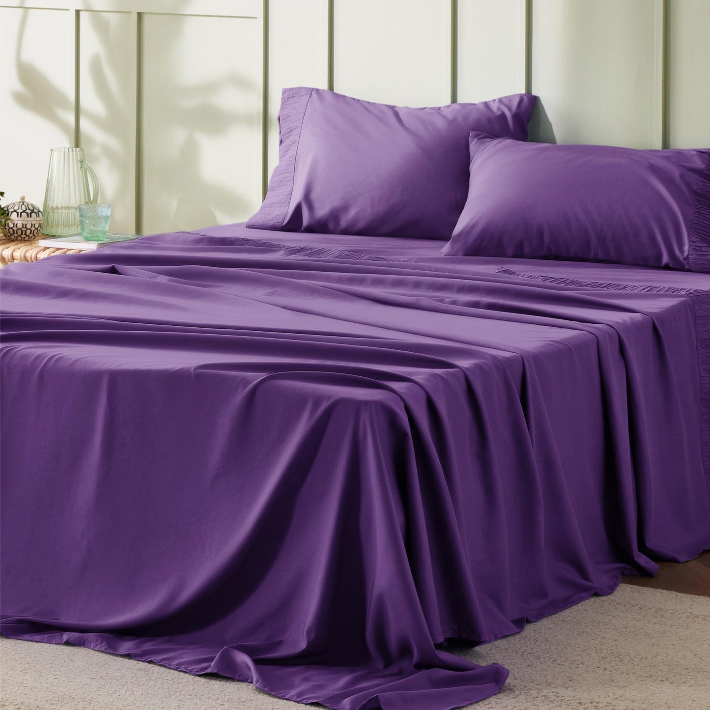 Bedsure Twin Sheets Set Grey - Soft Twin Bed Sheets, 3 Pieces Hotel Luxury Twin Sheets, Easy Care Polyester Microfiber Cooling Bed Sheet Set