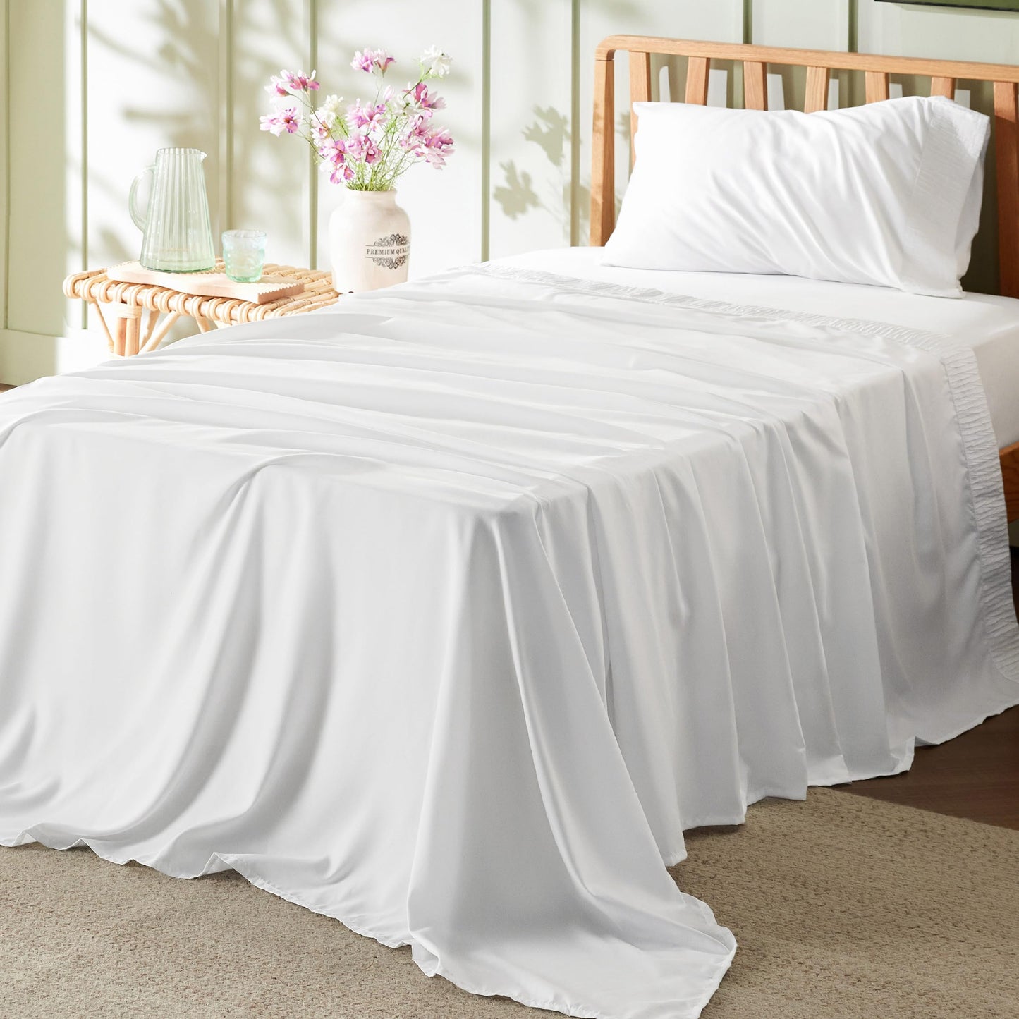 Bedsure Twin Sheets Set Grey - Soft Twin Bed Sheets, 3 Pieces Hotel Luxury Twin Sheets, Easy Care Polyester Microfiber Cooling Bed Sheet Set