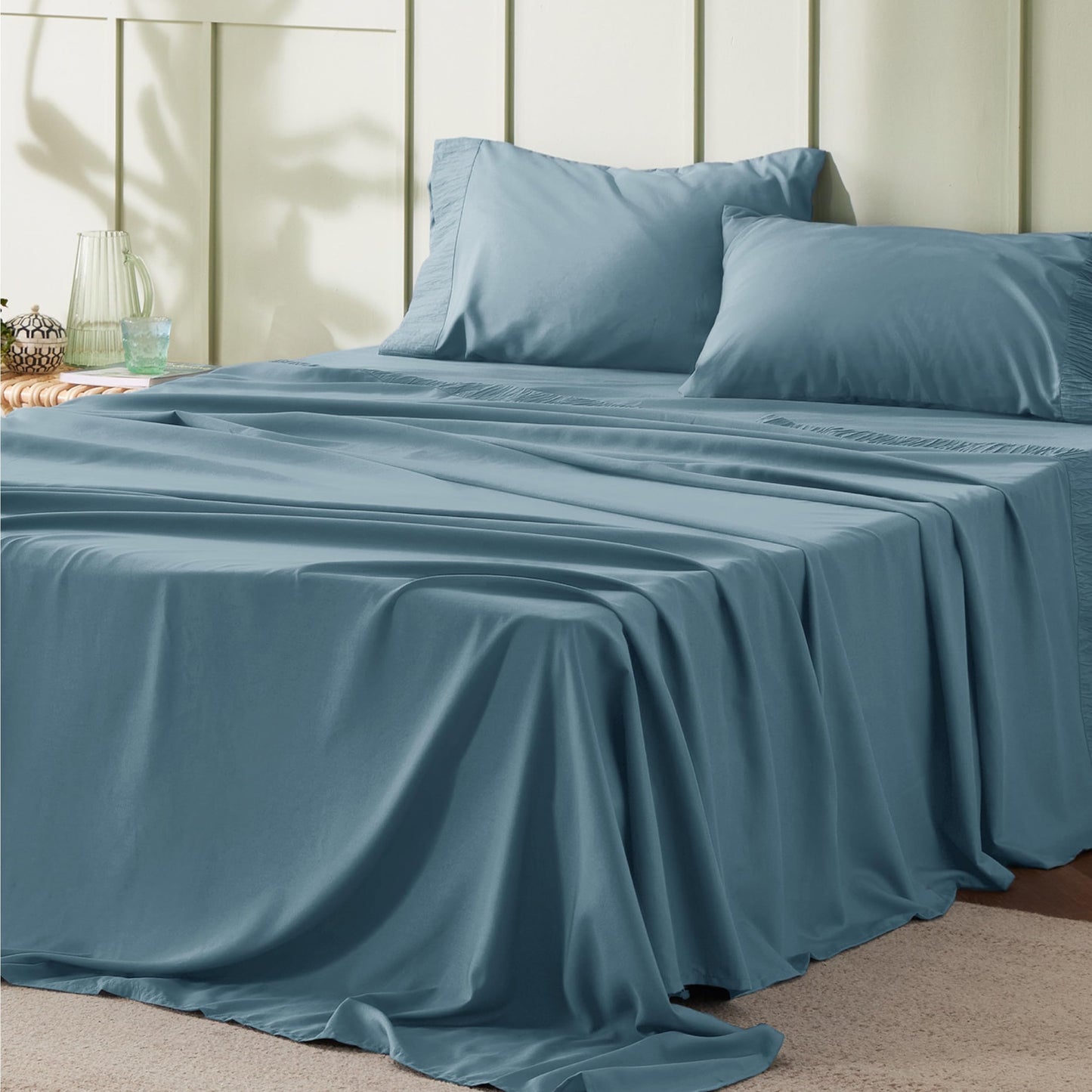 Bedsure Twin Sheets Set Grey - Soft Twin Bed Sheets, 3 Pieces Hotel Luxury Twin Sheets, Easy Care Polyester Microfiber Cooling Bed Sheet Set