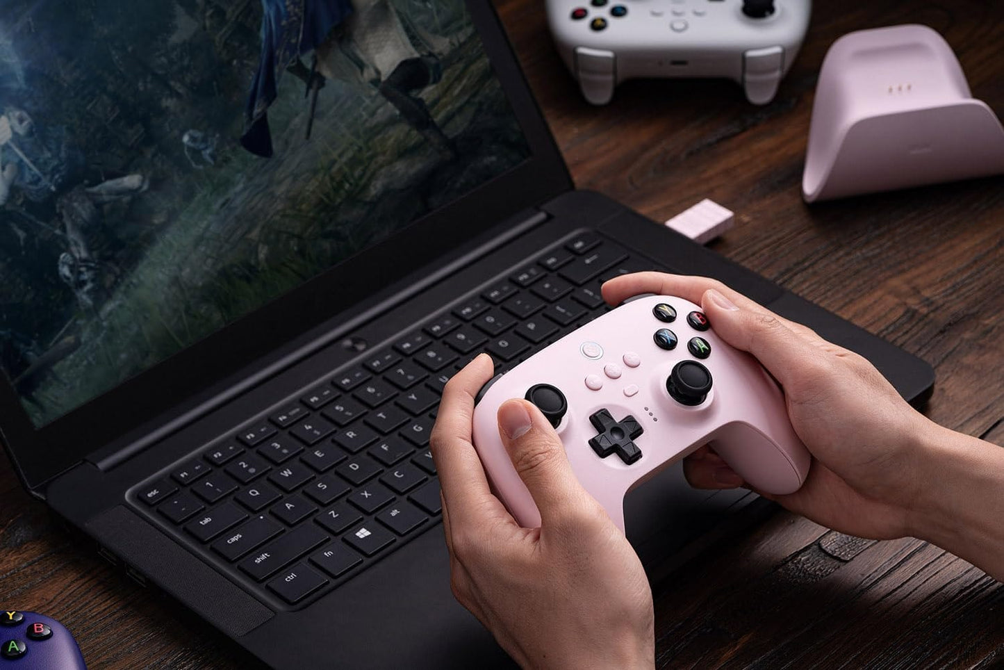 8Bitdo Ultimate 2.4g Wireless Controller with Charging Dock, Hall Effect Joystick Update, Pro Gamepad with Back Buttons & Turbo Function for PC, Android, Steam Deck & Apple (Purple) - Xpressa
