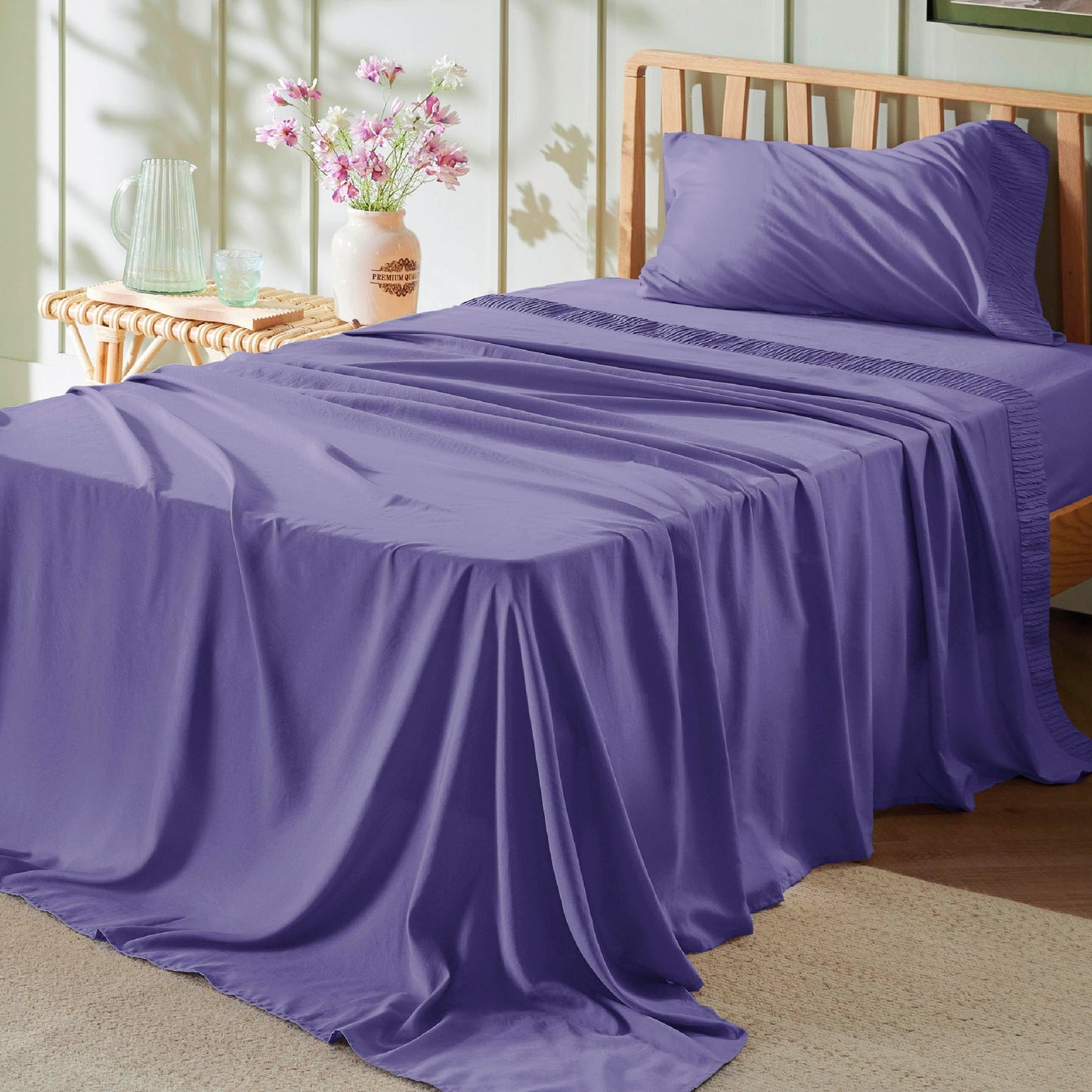 Bedsure Twin Sheets Set Grey - Soft Twin Bed Sheets, 3 Pieces Hotel Luxury Twin Sheets, Easy Care Polyester Microfiber Cooling Bed Sheet Set