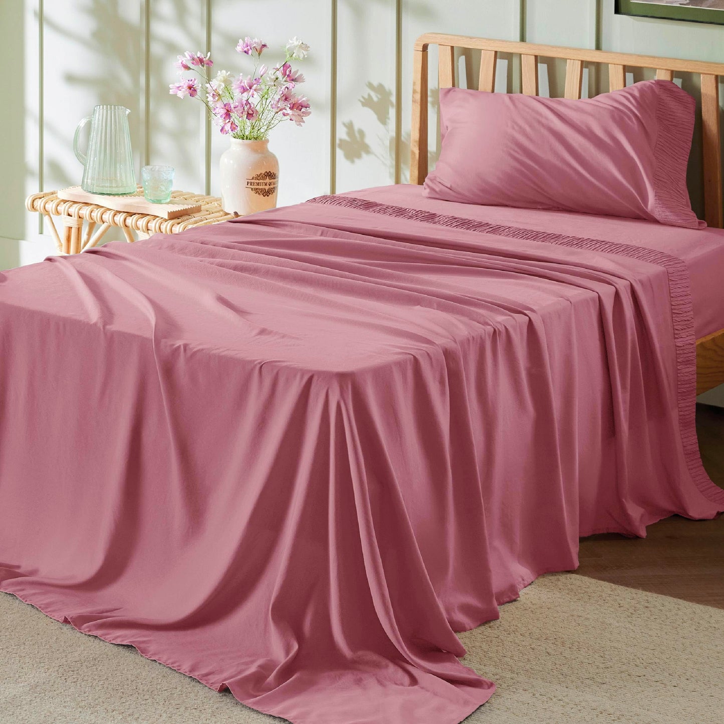 Bedsure Twin Sheets Set Grey - Soft Twin Bed Sheets, 3 Pieces Hotel Luxury Twin Sheets, Easy Care Polyester Microfiber Cooling Bed Sheet Set