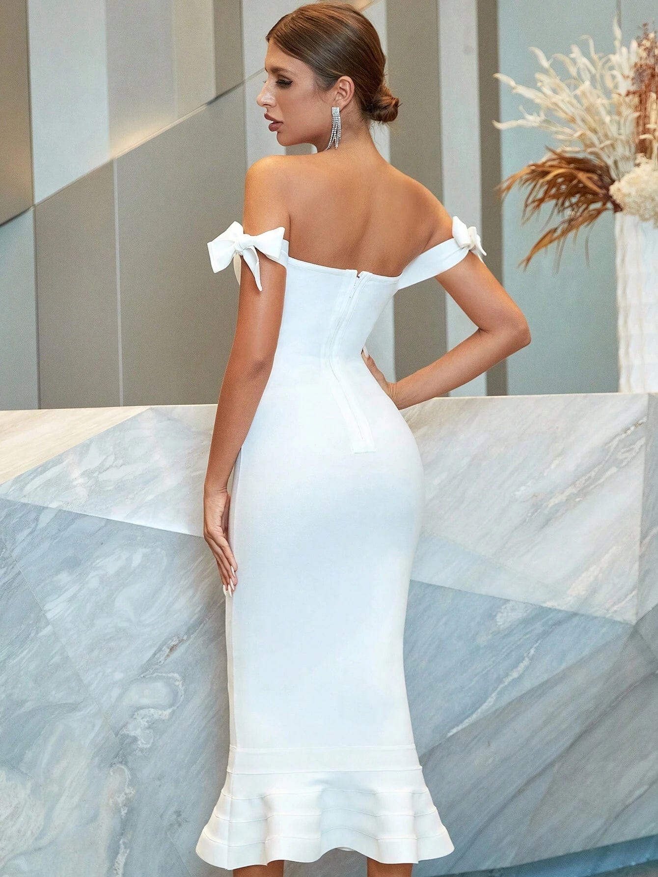 ADYCE Off Shoulder Mermaid Hem Cocktail Party Bandage Dress - Xpressa