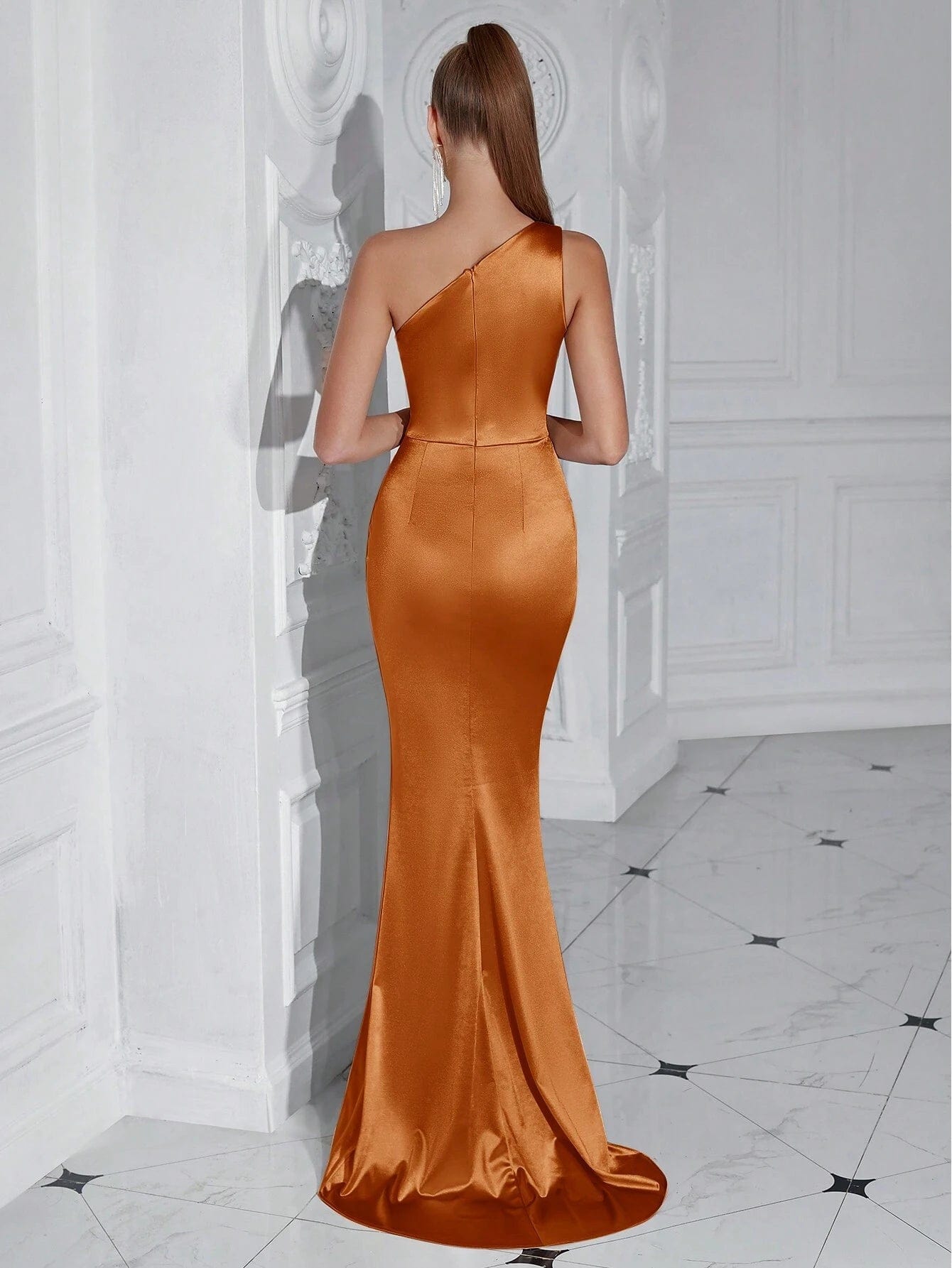 ADYCE One Shoulder Ruffle & High Slit Party Prom Dress - Xpressa