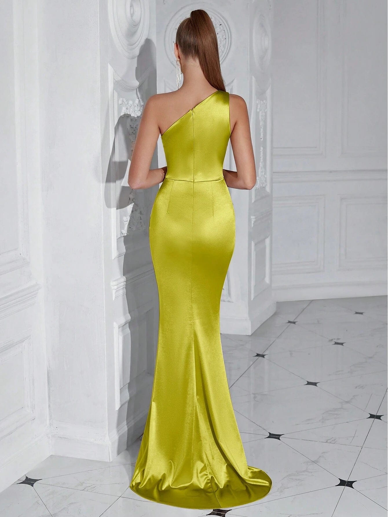 ADYCE One Shoulder Ruffle & High Slit Party Prom Dress - Xpressa