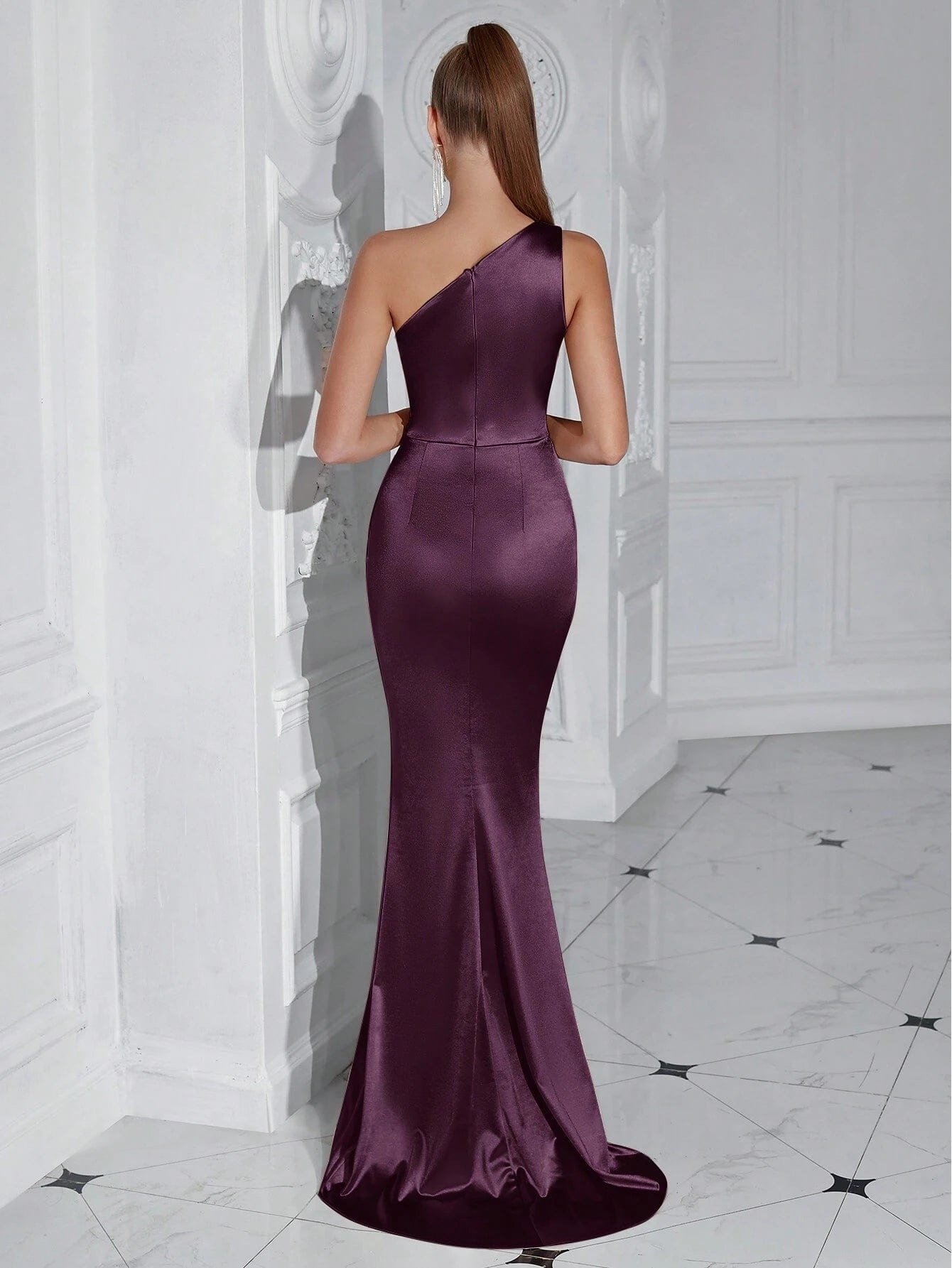 ADYCE One Shoulder Ruffle & High Slit Party Prom Dress - Xpressa