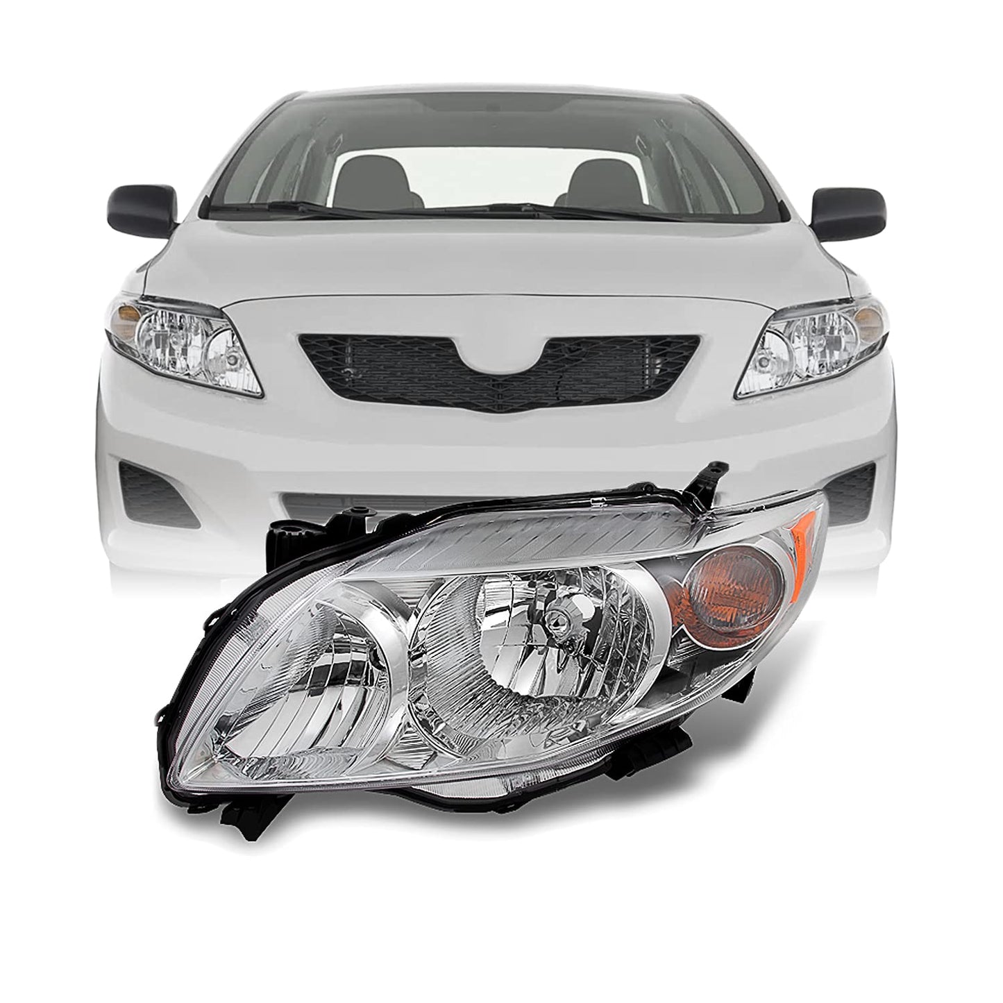 AKKON - For Toyota Corolla Base | LE | XLE Chrome Headlights Driver and Passenger Side Replacement Pair - Xpressa