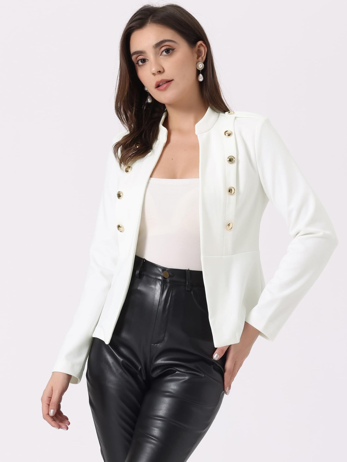 Allegra K Steampunk Jacket for Women's Peplum Blazer Double Breasted Vintage Blazer - Xpressa