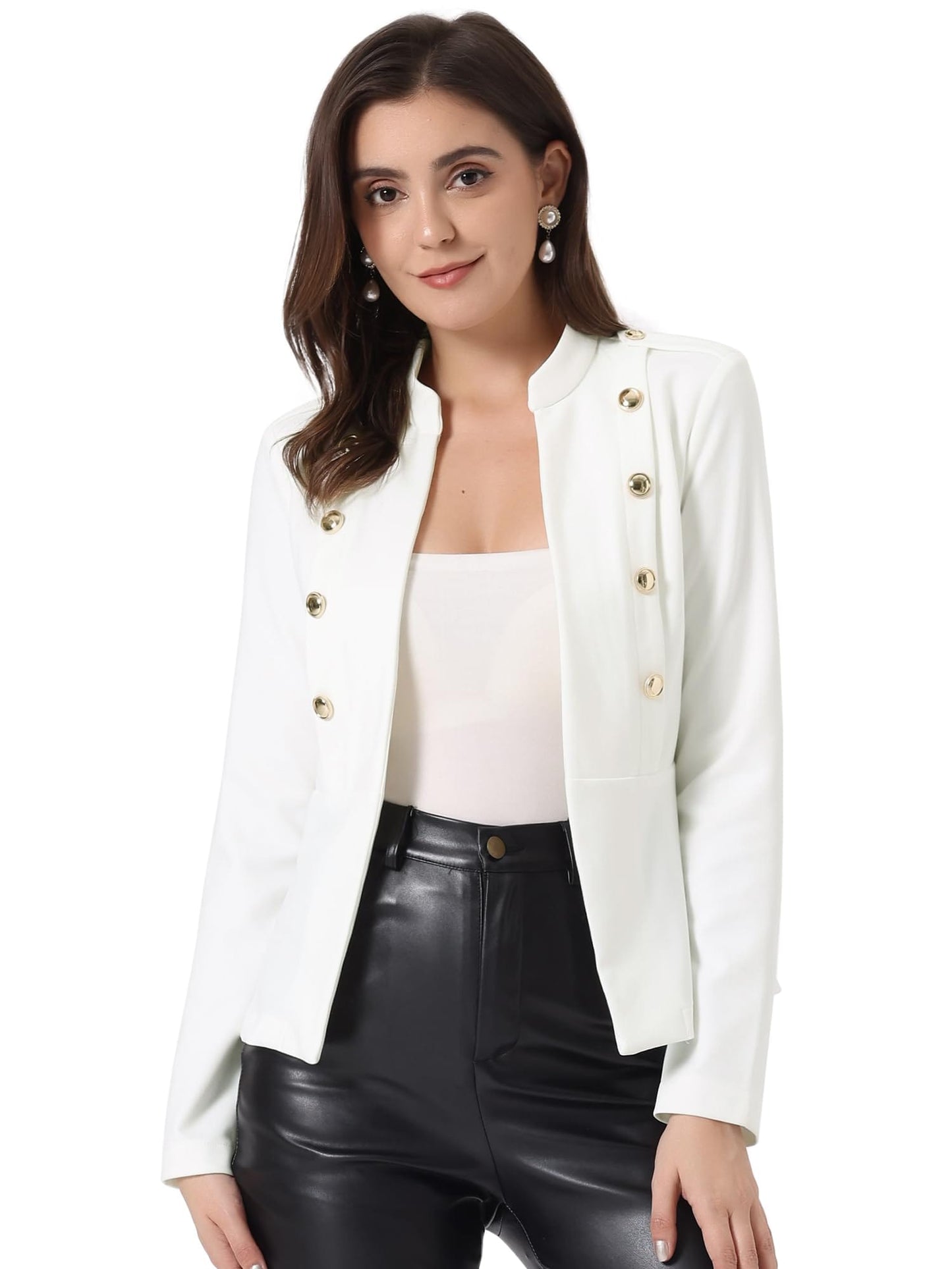 Allegra K Steampunk Jacket for Women's Peplum Blazer Double Breasted Vintage Blazer - Xpressa