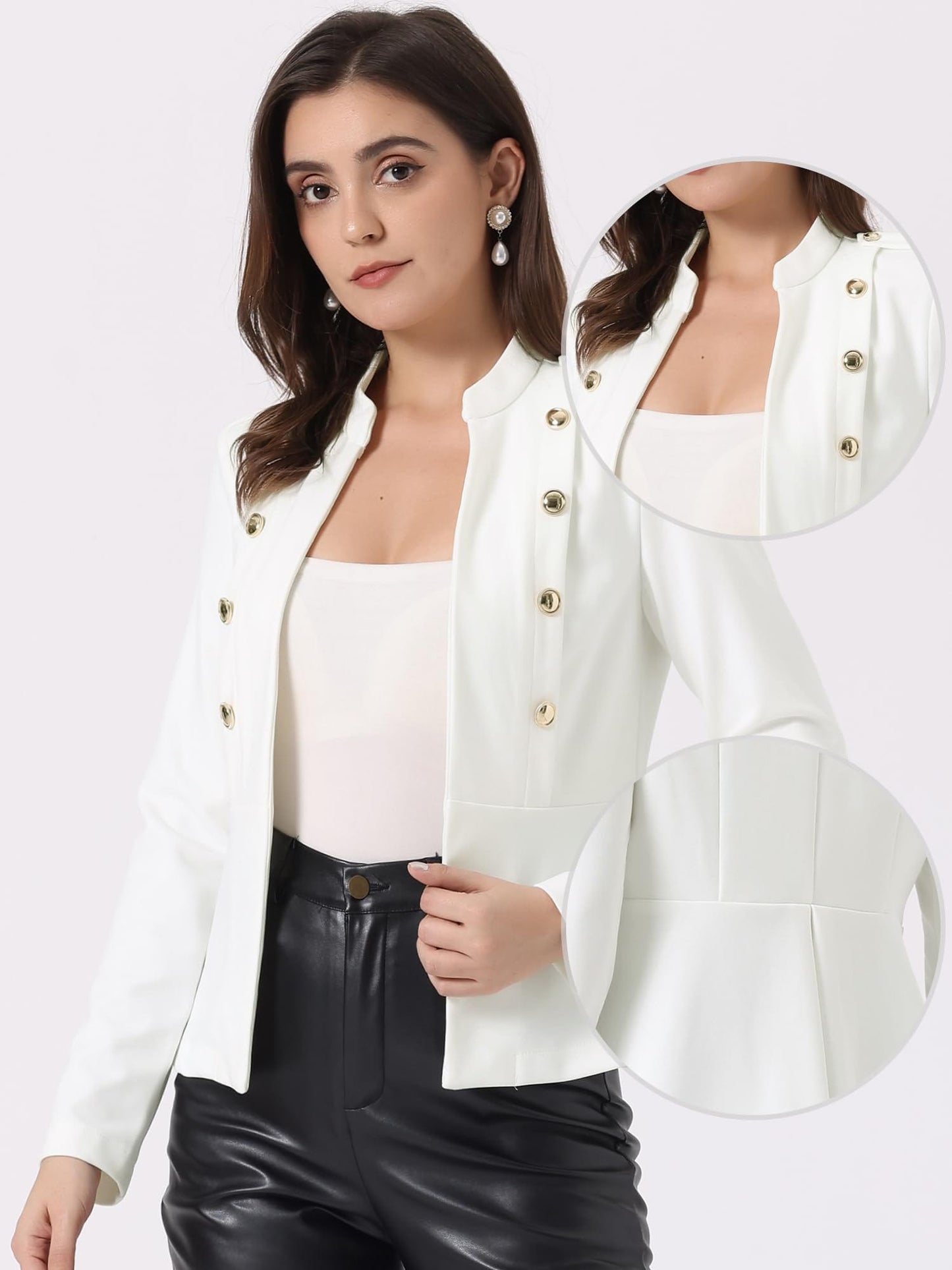 Allegra K Steampunk Jacket for Women's Peplum Blazer Double Breasted Vintage Blazer - Xpressa